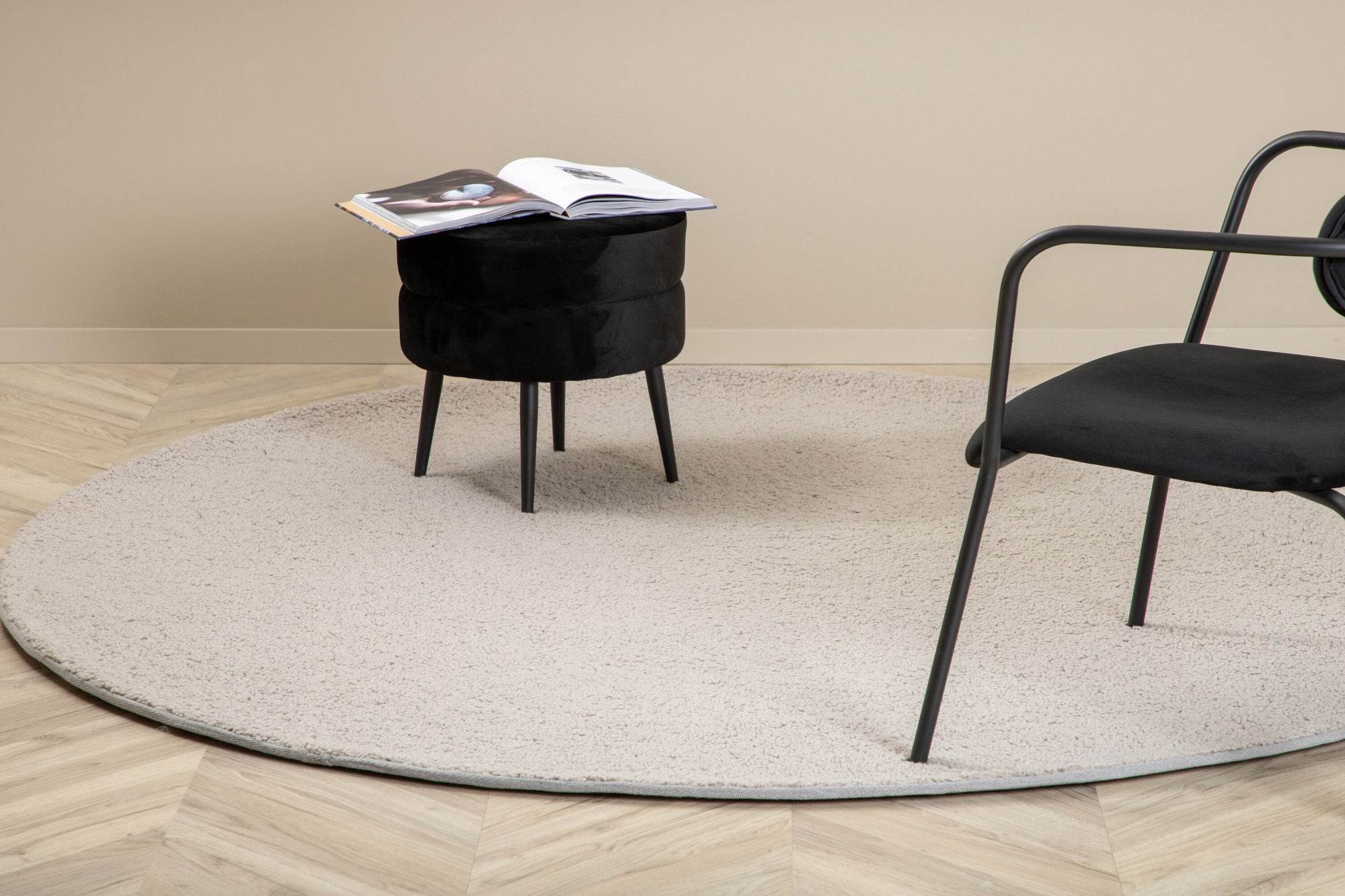 Venture Home Teddy rund Polyester Carpet - 200*200- Grey