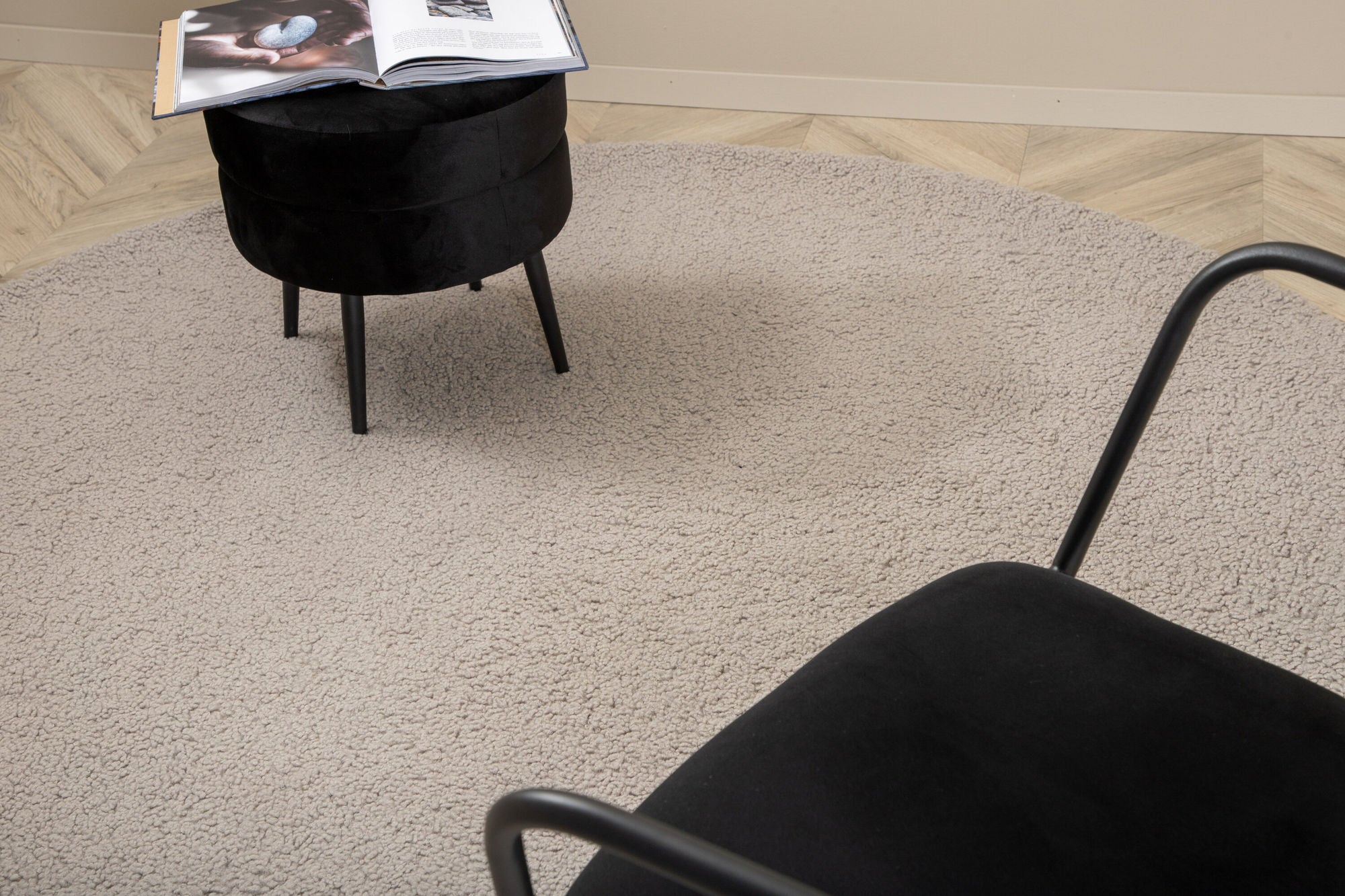 Venture Home Teddy rund Polyester Carpet - 200*200- Grey