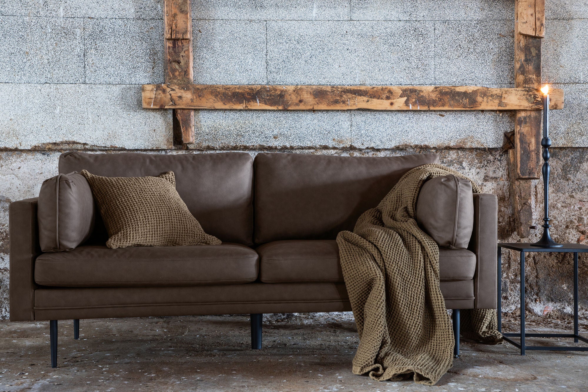 Venture Home Boom Sofa - Black / Brown Microfibre