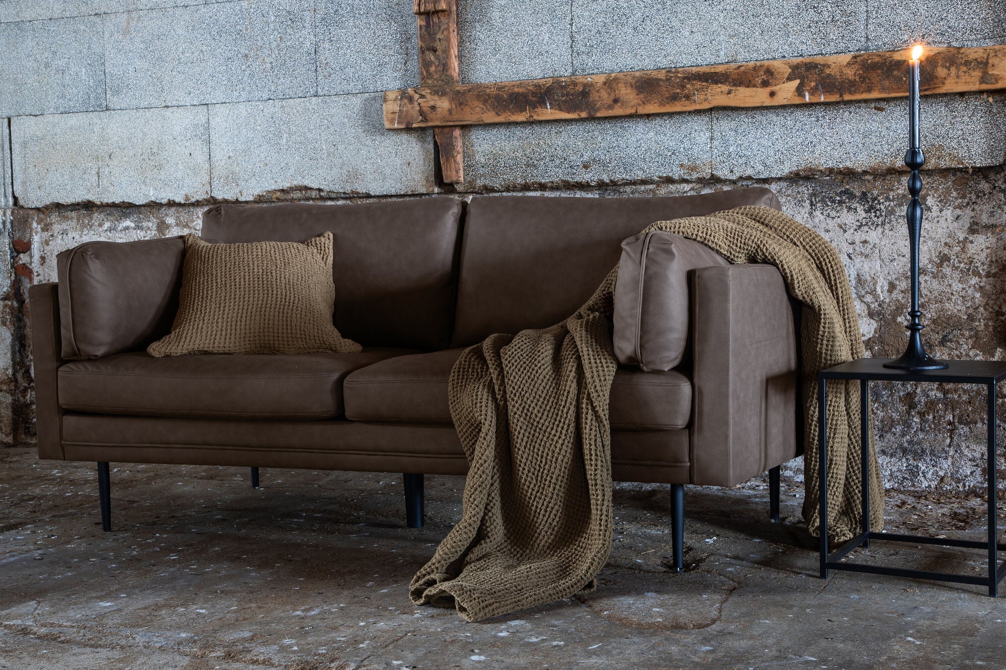Venture Home Boom Sofa - Black / Brown Microfibre