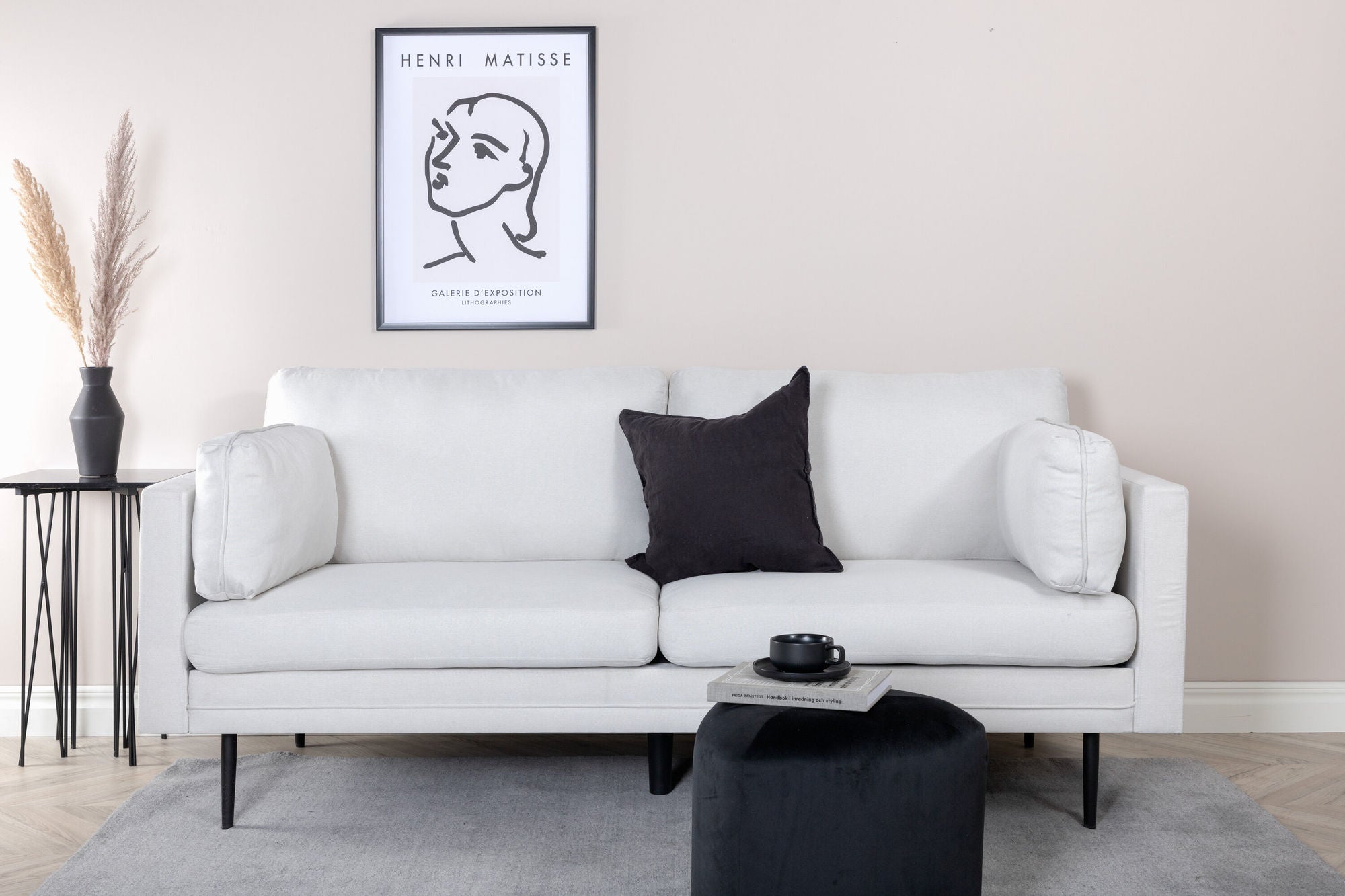 Venture Home Boom Sofa - Black / Light Beige Fabric