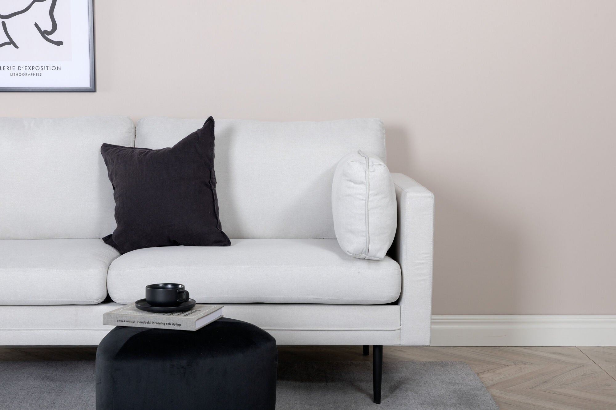 Venture Home Boom Sofa - Black / Light Beige Fabric
