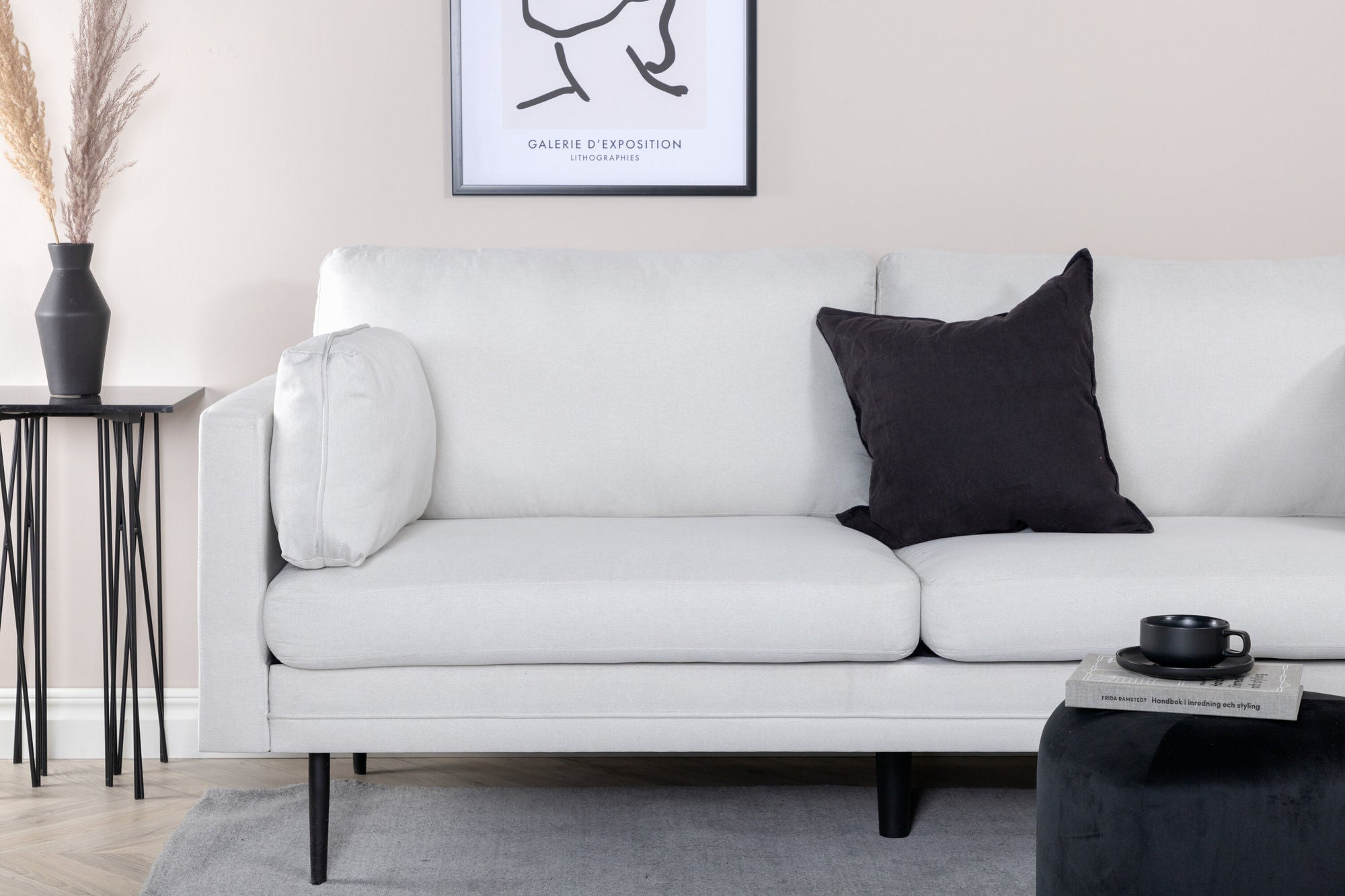 Venture Home Boom Sofa - Black / Light Beige Fabric