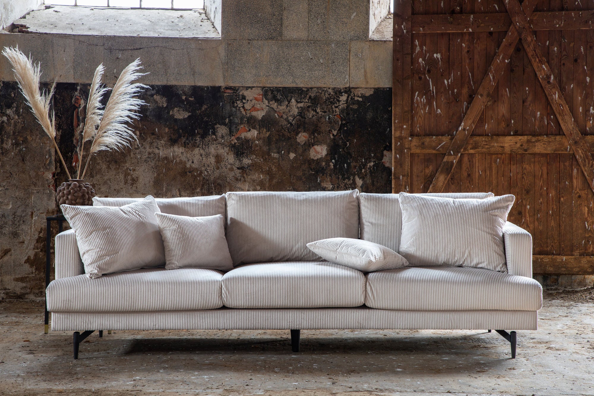 Venture Home Sofia Sofa - Black / Beige Corduroy