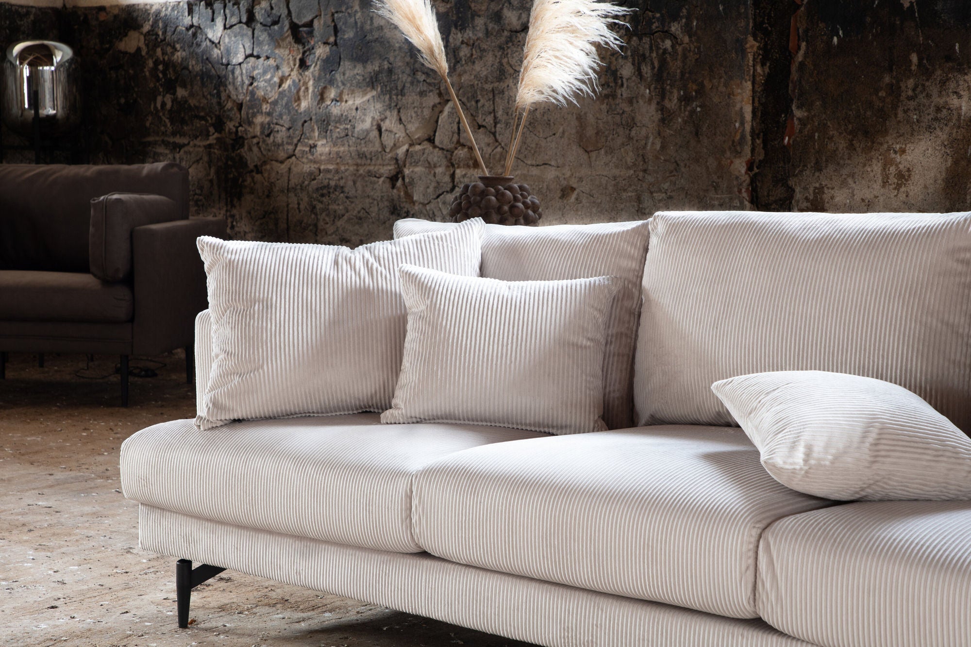 Venture Home Sofia Sofa - Black / Beige Corduroy