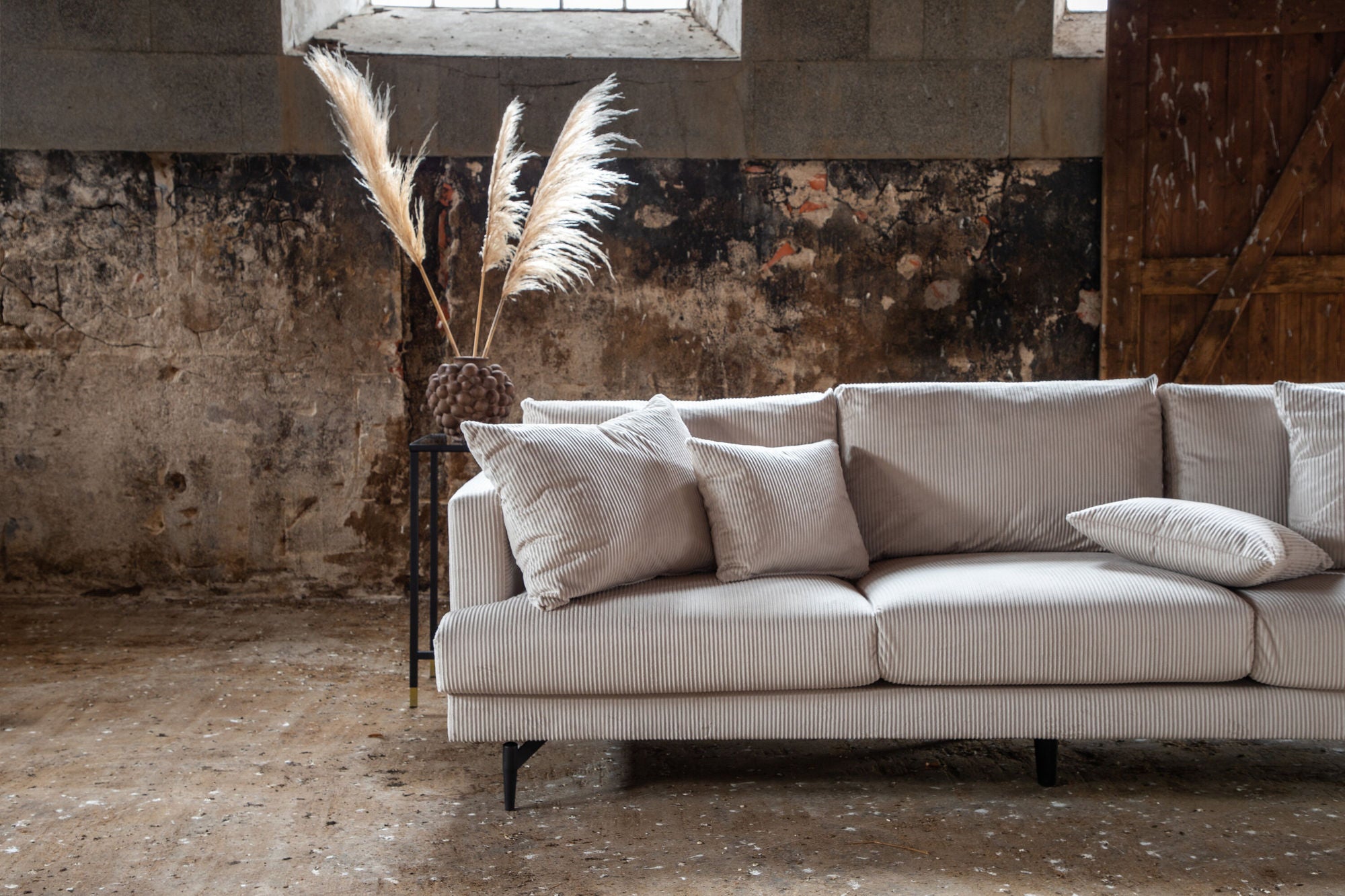 Venture Home Sofia Sofa - Black / Beige Corduroy