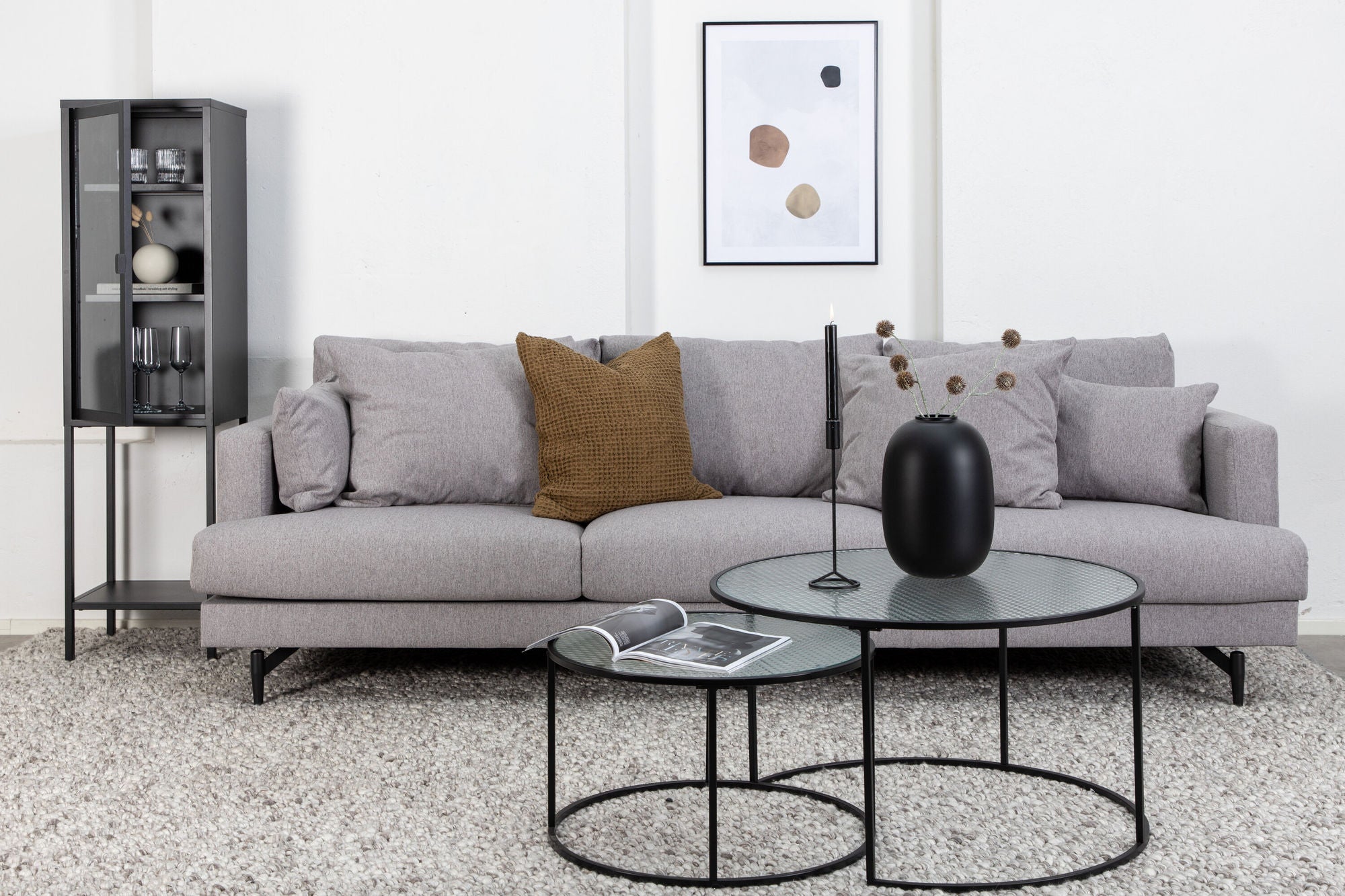 Venture Home Sofia Sofa - Black / Grey Fabric
