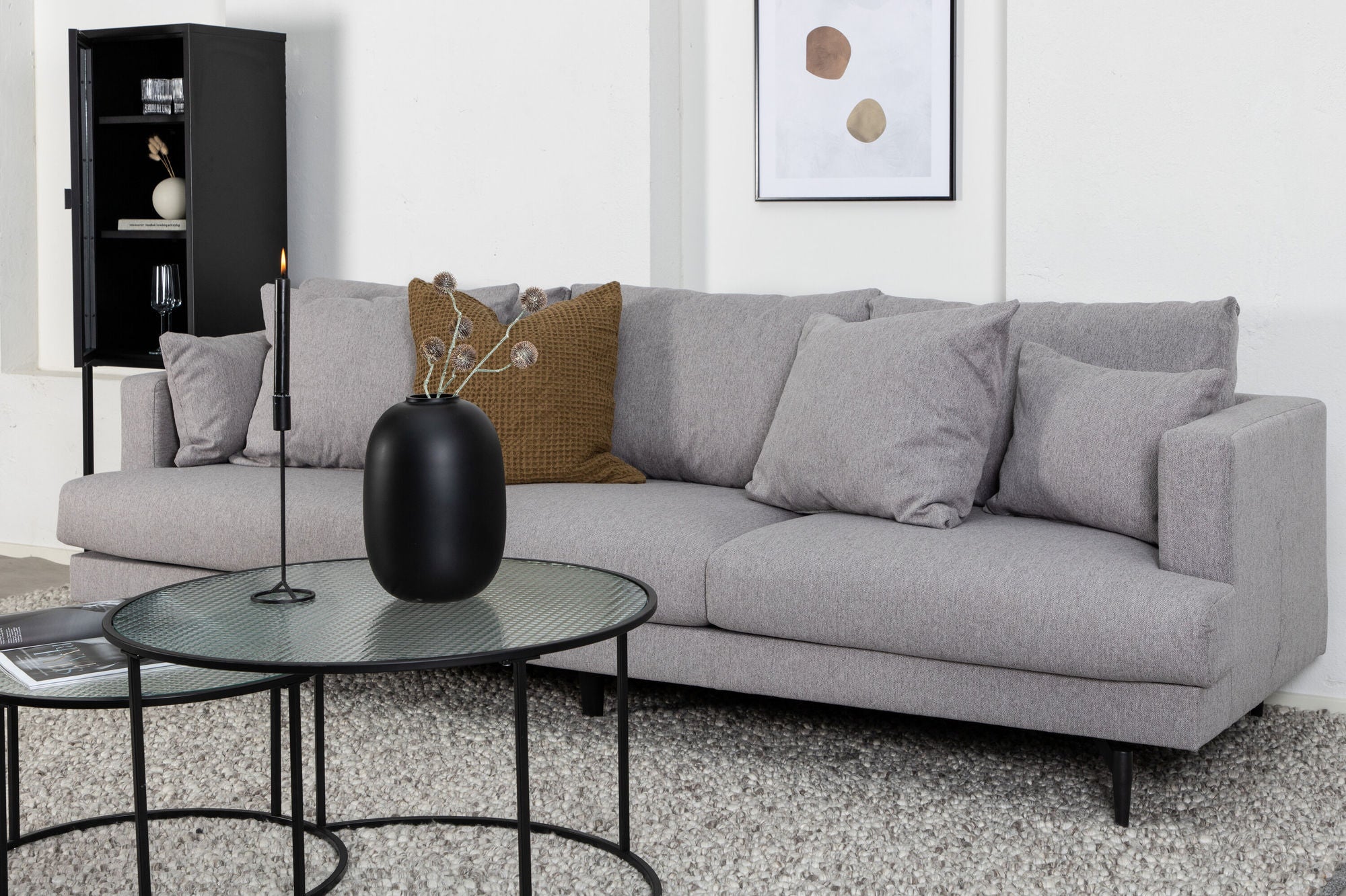 Venture Home Sofia Sofa - Black / Grey Fabric
