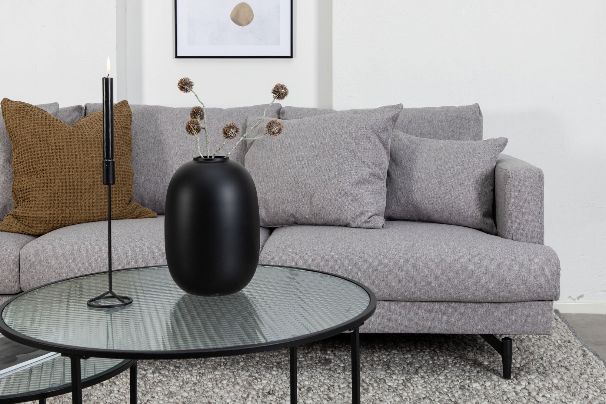 Venture Home Sofia Sofa - Black / Grey Fabric