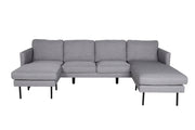Venture Home Zoom U-Sofa - Black / Steel Grey Fabric