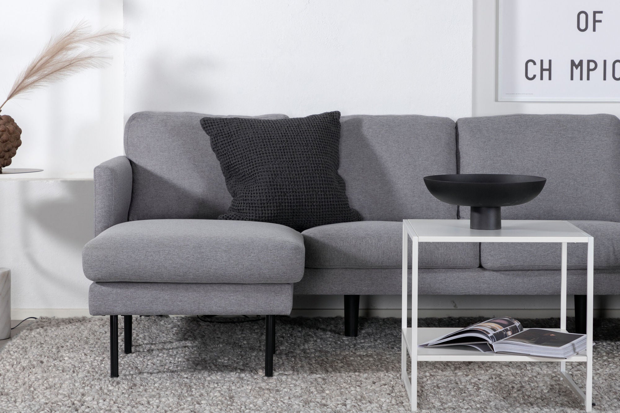 Venture Home Zoom U-Sofa - Black / Steel Grey Fabric