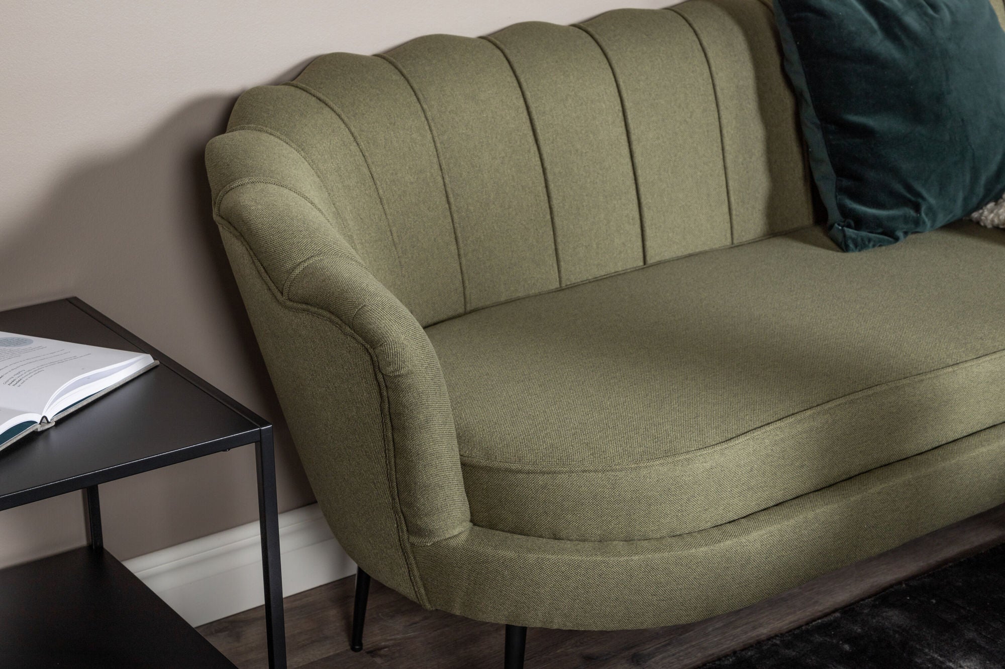 Venture Home Calais Sofa 3-seater - Dusty Green Fabric - Black Legs