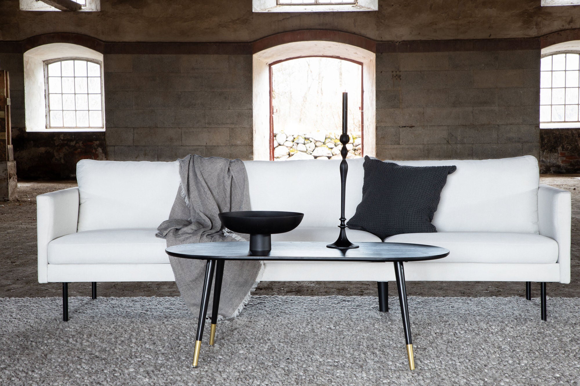 Venture Home Zoom 3-seat Sofa - Black / Light Beige Fabric