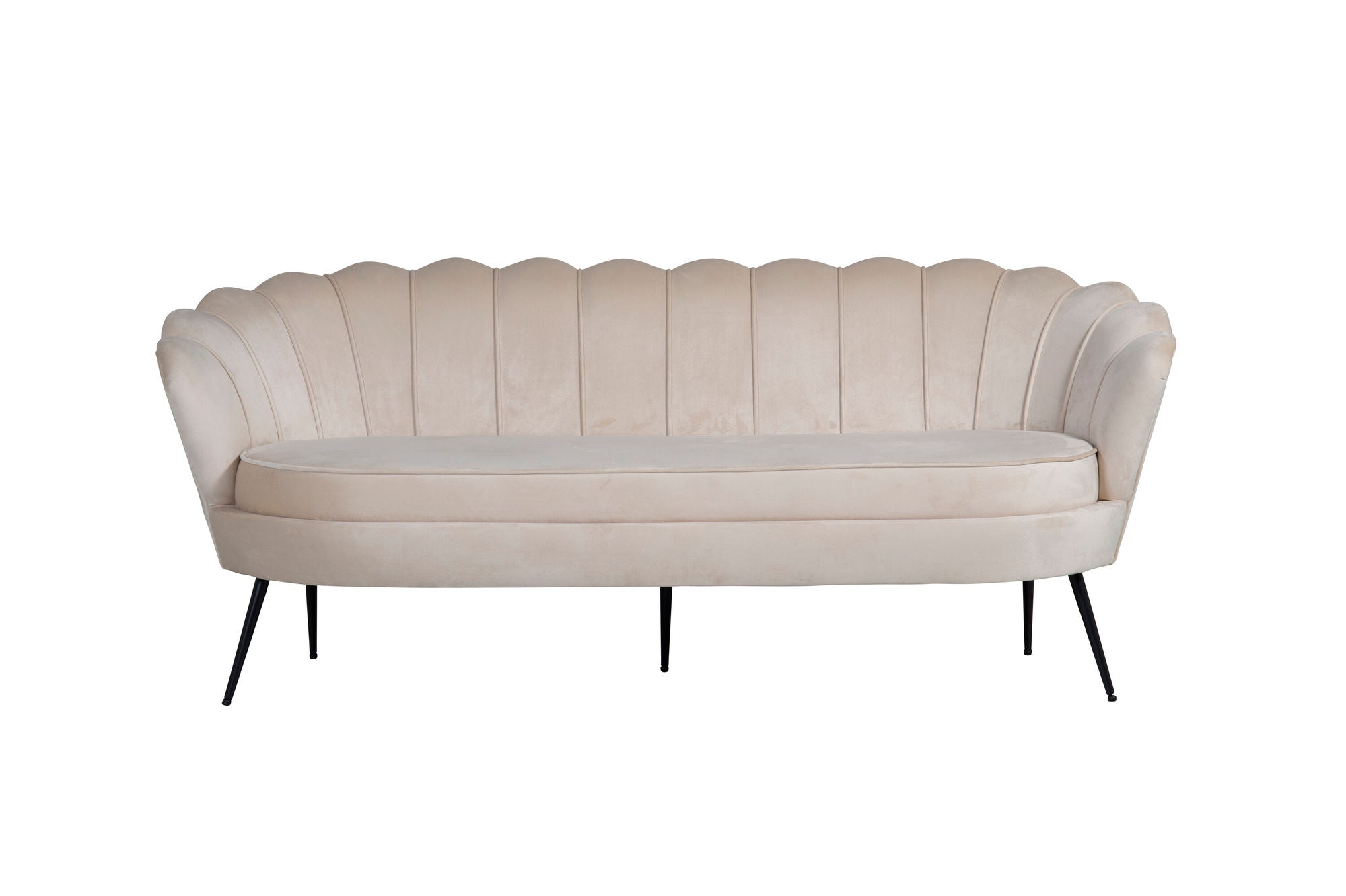 Venture Home Calais Sofa 3-seater - Beige Velvet - Black Legs