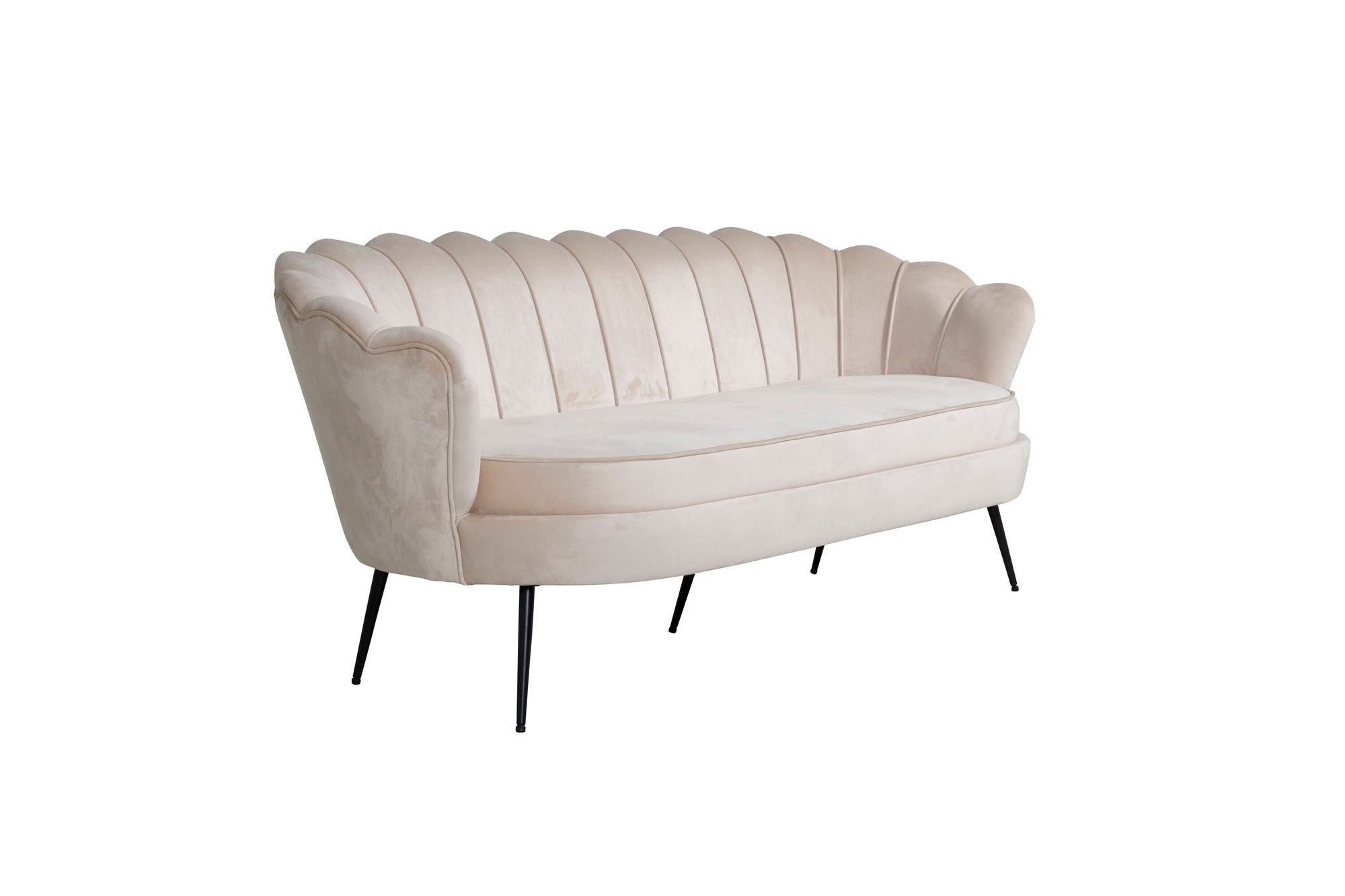 Venture Home Calais Sofa 3-seater - Beige Velvet - Black Legs