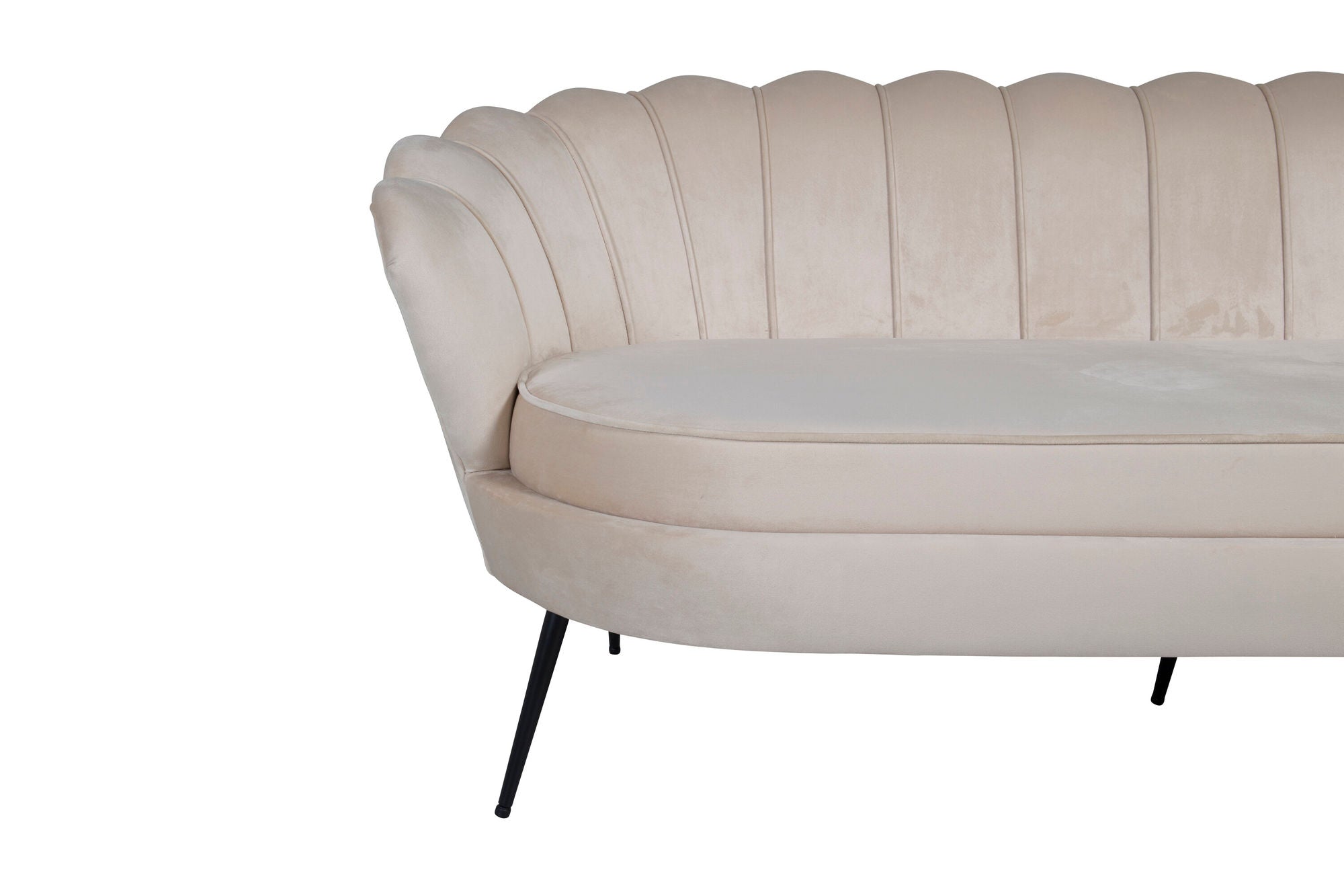 Venture Home Calais Sofa 3-seater - Beige Velvet - Black Legs