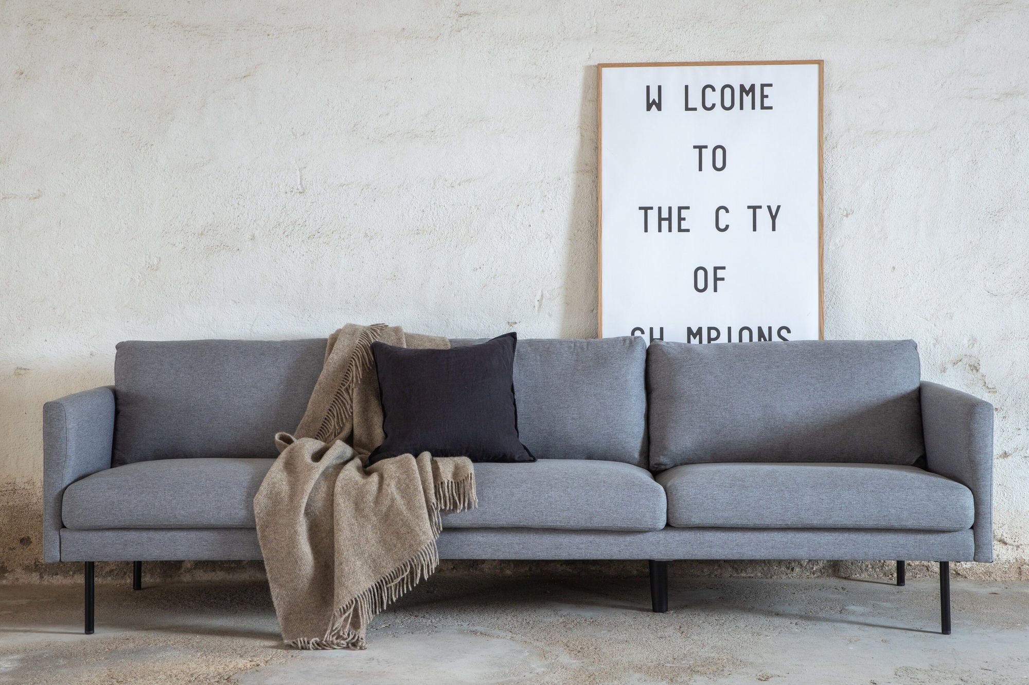Venture Home Zoom 3-seat Sofa - Black / Steel Grey Fabric
