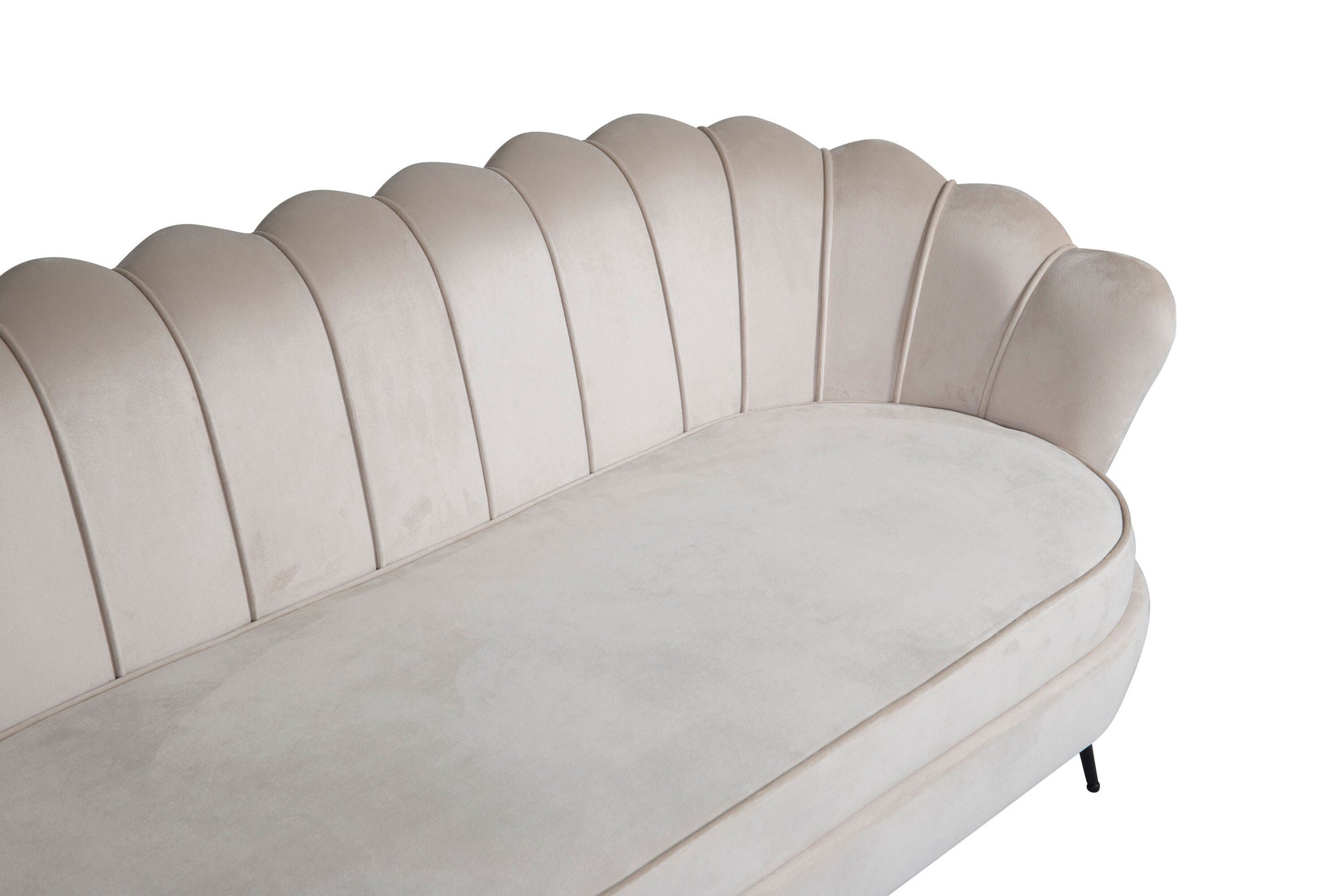Venture Home Calais Sofa 3-seater - Beige Velvet - Black Legs