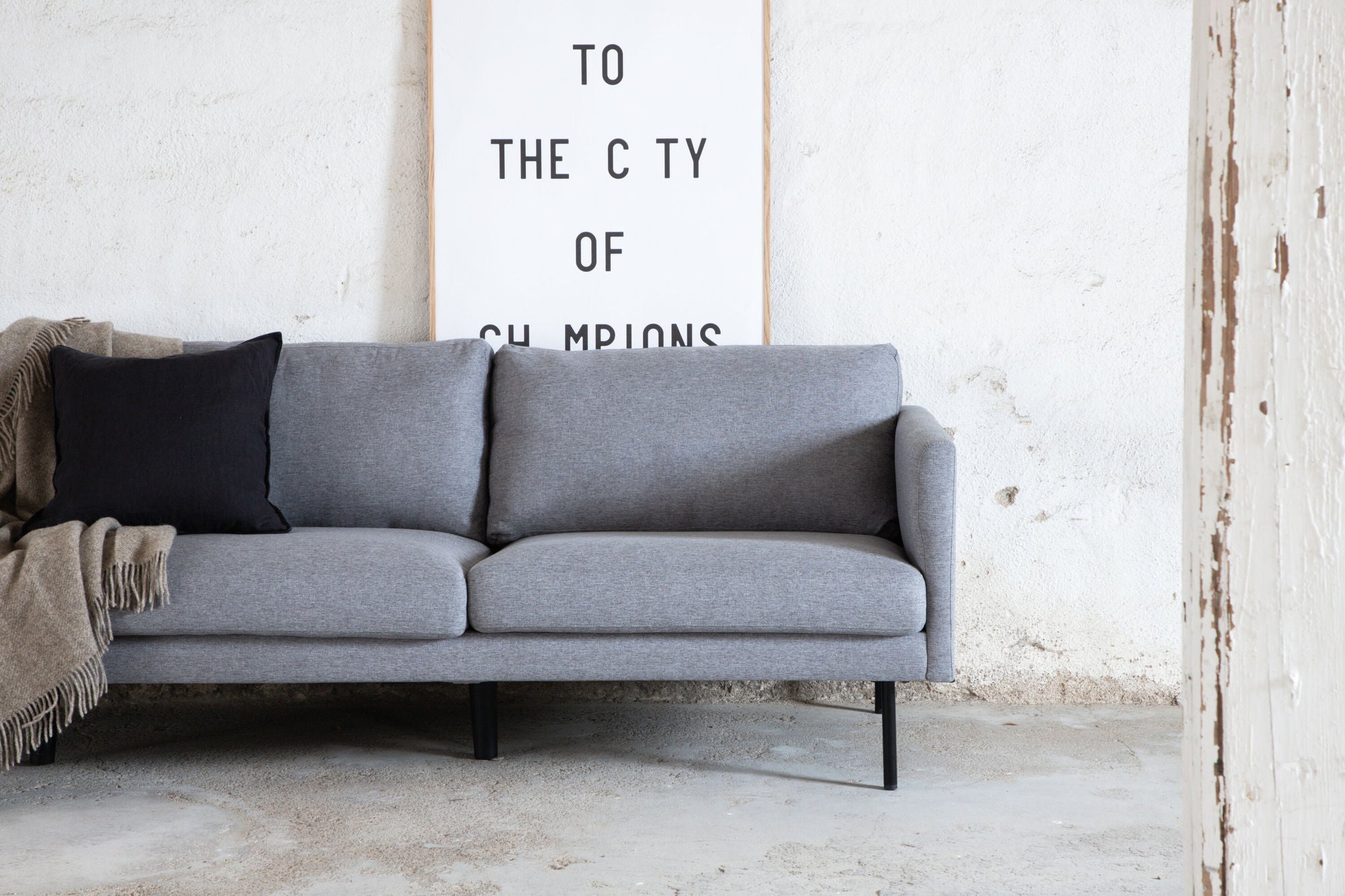Venture Home Zoom 3-seat Sofa - Black / Steel Grey Fabric