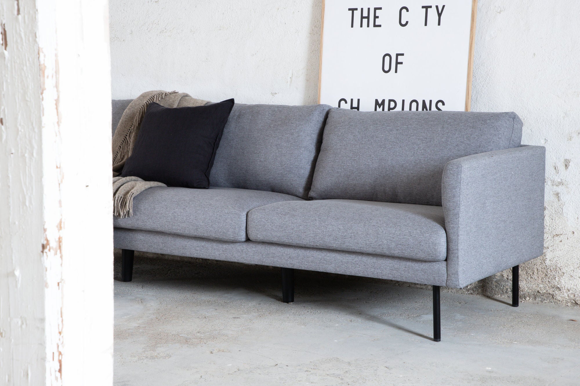 Venture Home Zoom 3-seat Sofa - Black / Steel Grey Fabric
