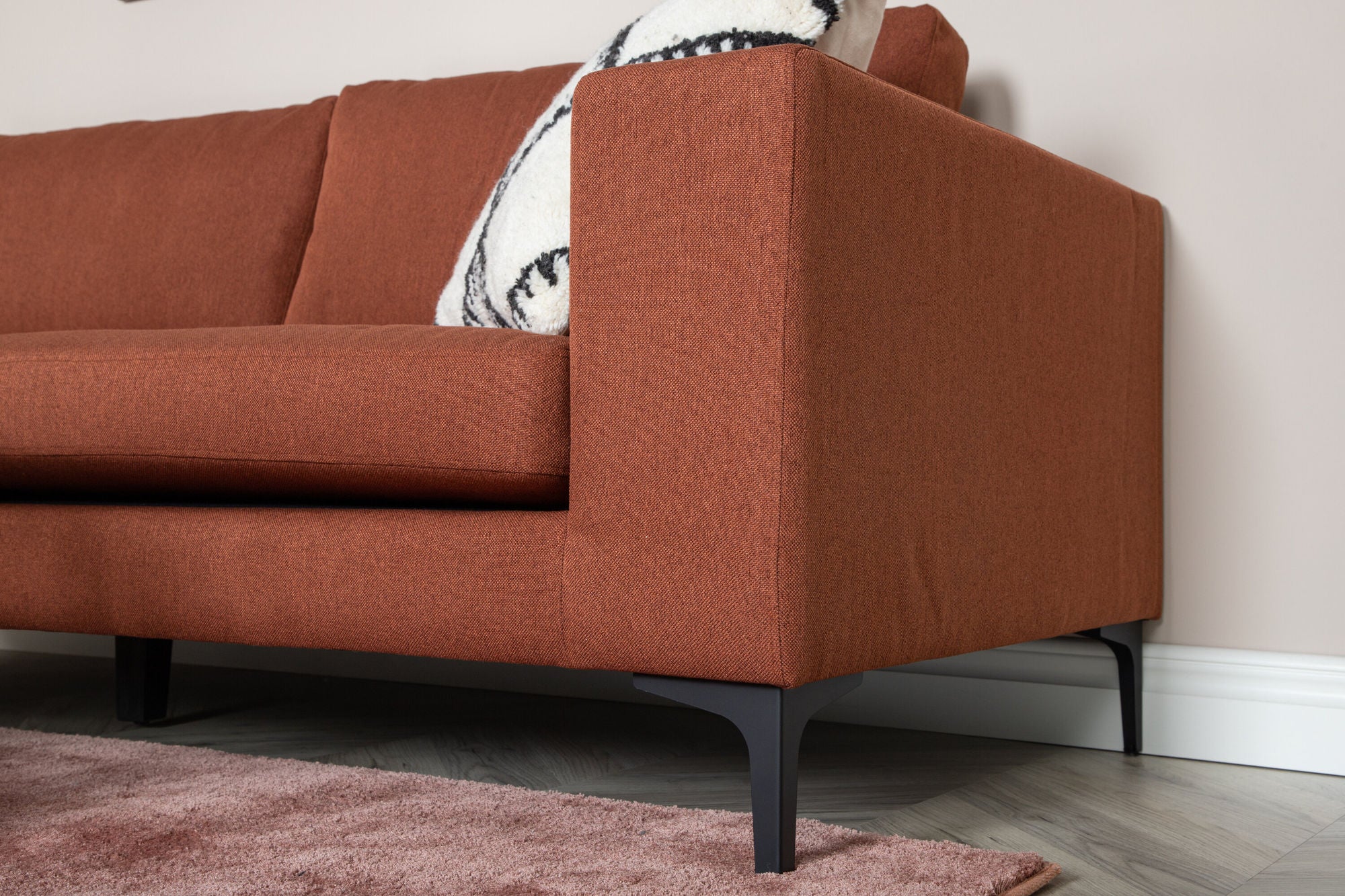 Venture Home Bolero Sofa - 3-seater - Rusty Red Fabric- Black Legs