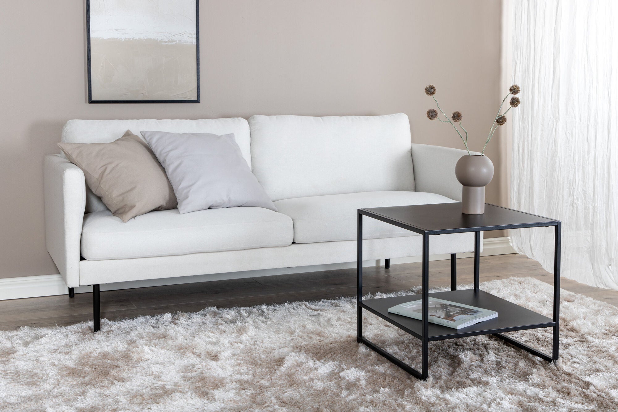 Venture Home Zoom 2-seat sofa - Black / Light Beige Fabric
