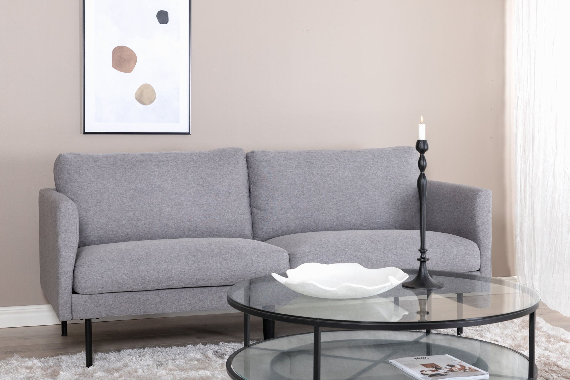 Venture Home Zoom 2-seat sofa - Black / Steel Grey Fabric