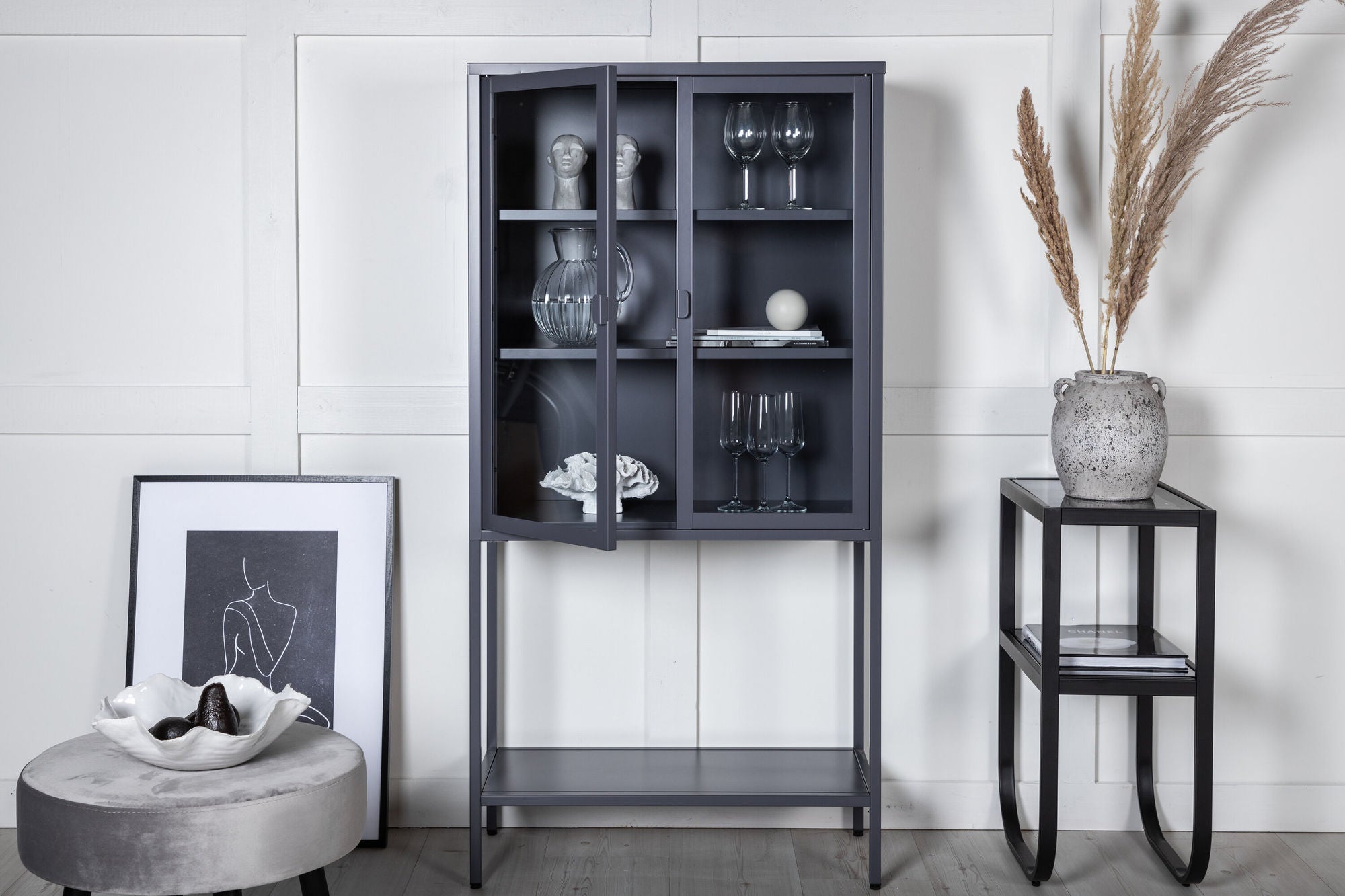 Venture Home Misha - High Wide Skænk w shelf - Grey