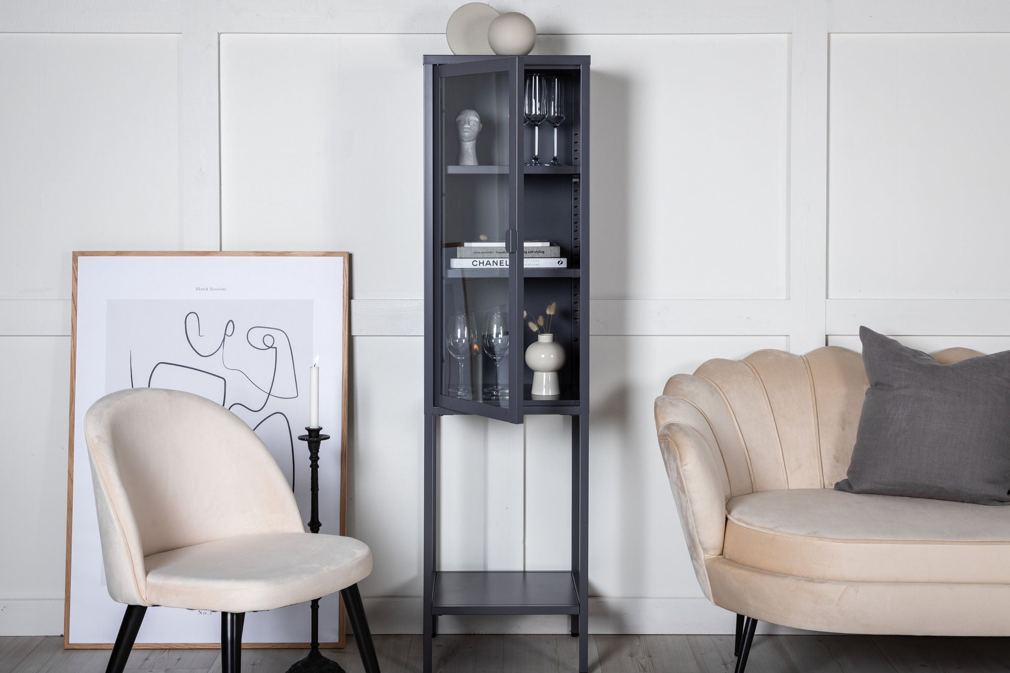 Venture Home Misha - High Thin Skænk w shelf - Grey