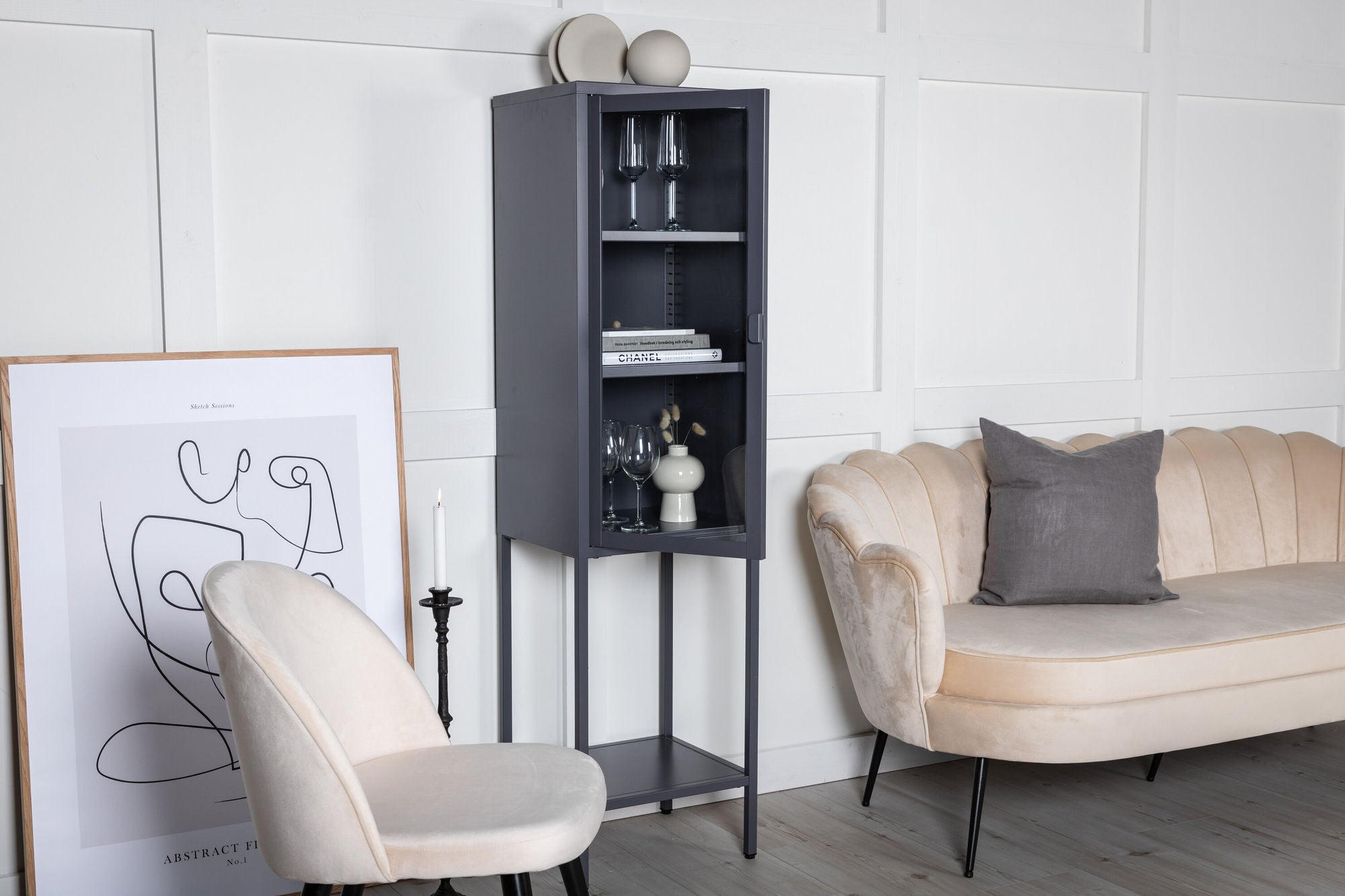 Venture Home Misha - High Thin Skænk w shelf - Grey