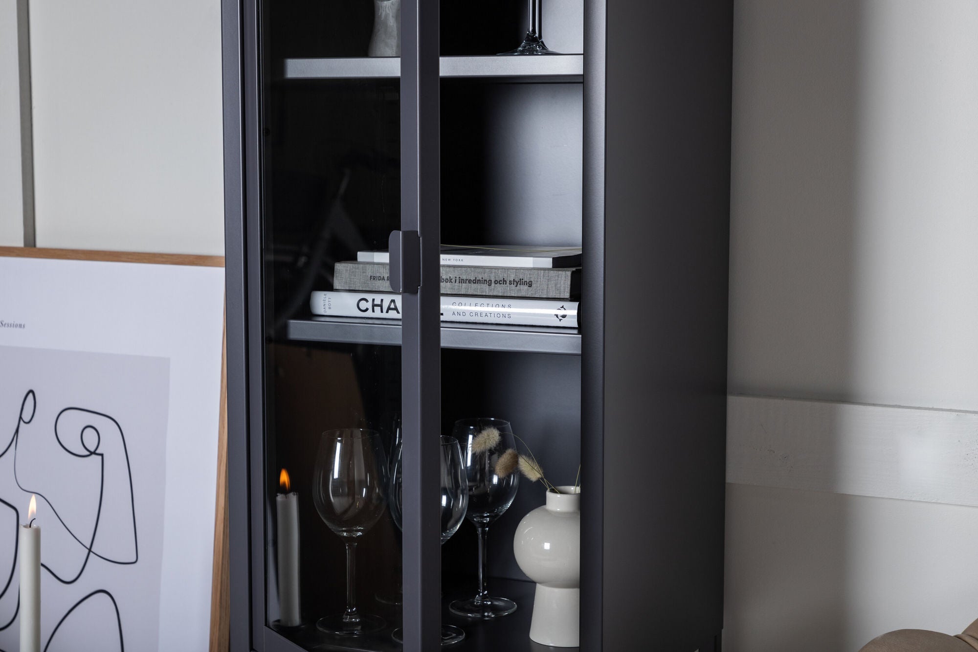 Venture Home Misha - High Thin Skænk w shelf - Grey