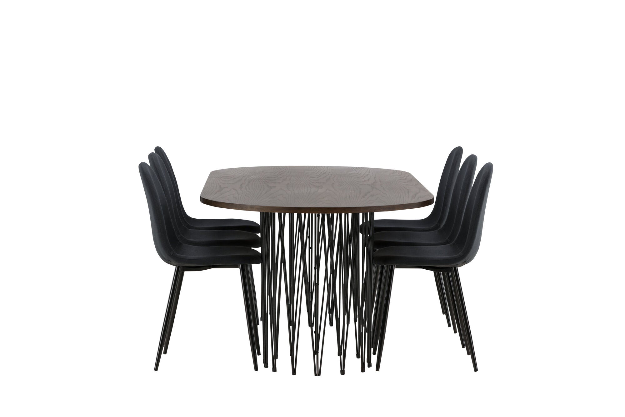 Venture Home Stone oval spisebord - Black / Mocca Veneer +Polar Spisebordsstol - Black Legs - Black Fabric _6