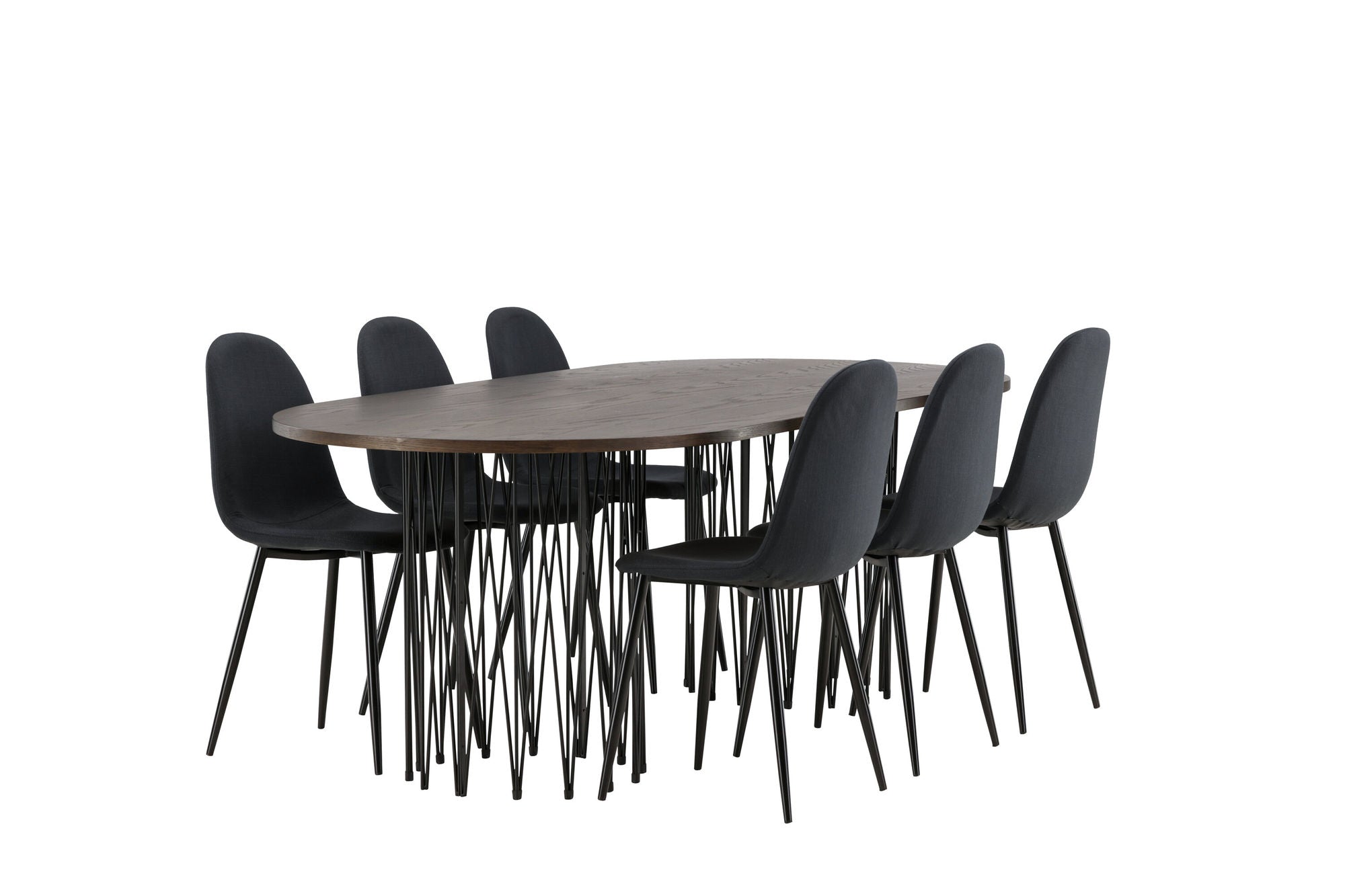 Venture Home Stone oval spisebord - Black / Mocca Veneer +Polar Spisebordsstol - Black Legs - Black Fabric _6