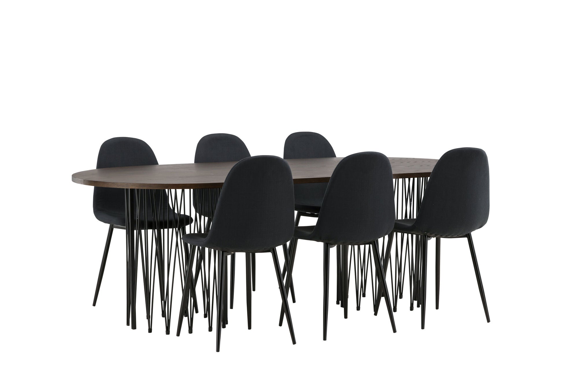 Venture Home Stone oval spisebord - Black / Mocca Veneer +Polar Spisebordsstol - Black Legs - Black Fabric _6