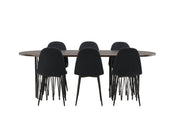 Venture Home Stone oval spisebord - Black / Mocca Veneer +Polar Spisebordsstol - Black Legs - Black Fabric _6