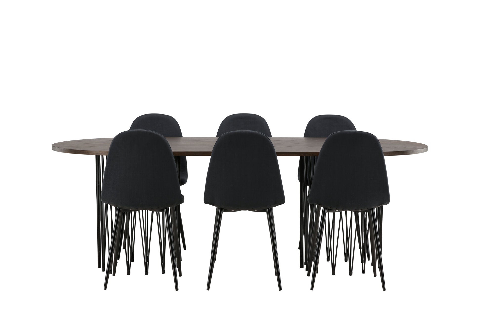 Venture Home Stone oval spisebord - Black / Mocca Veneer +Polar Spisebordsstol - Black Legs - Black Fabric _6