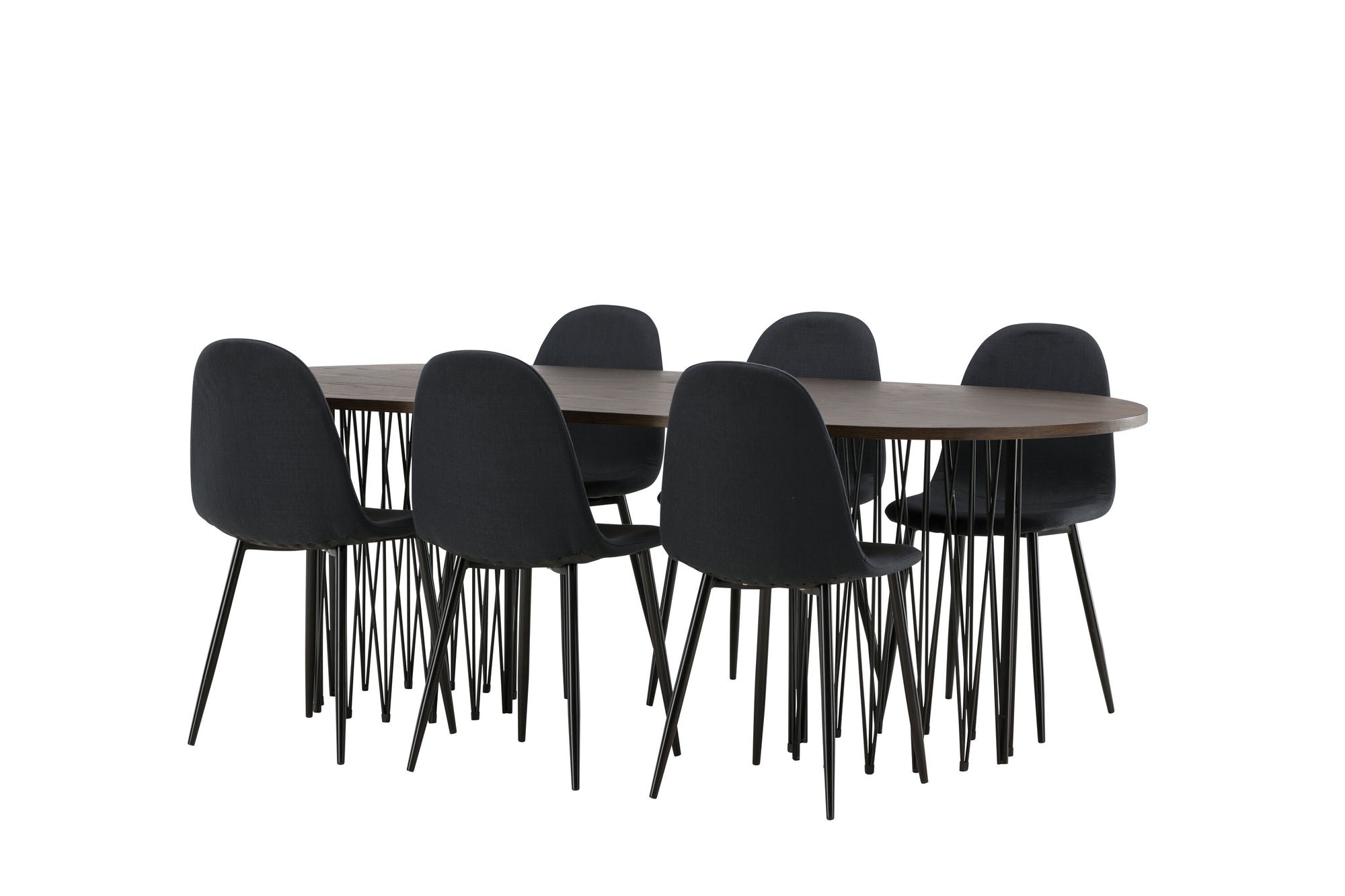 Venture Home Stone oval spisebord - Black / Mocca Veneer +Polar Spisebordsstol - Black Legs - Black Fabric _6