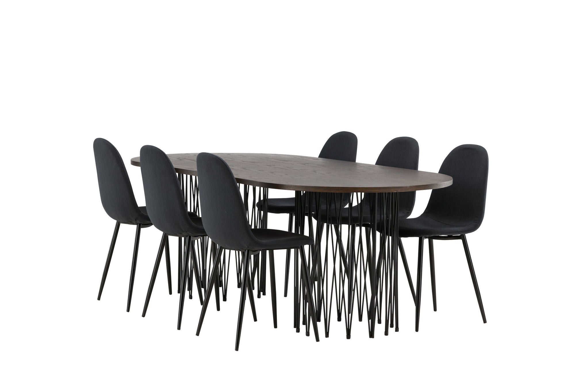 Venture Home Stone oval spisebord - Black / Mocca Veneer +Polar Spisebordsstol - Black Legs - Black Fabric _6
