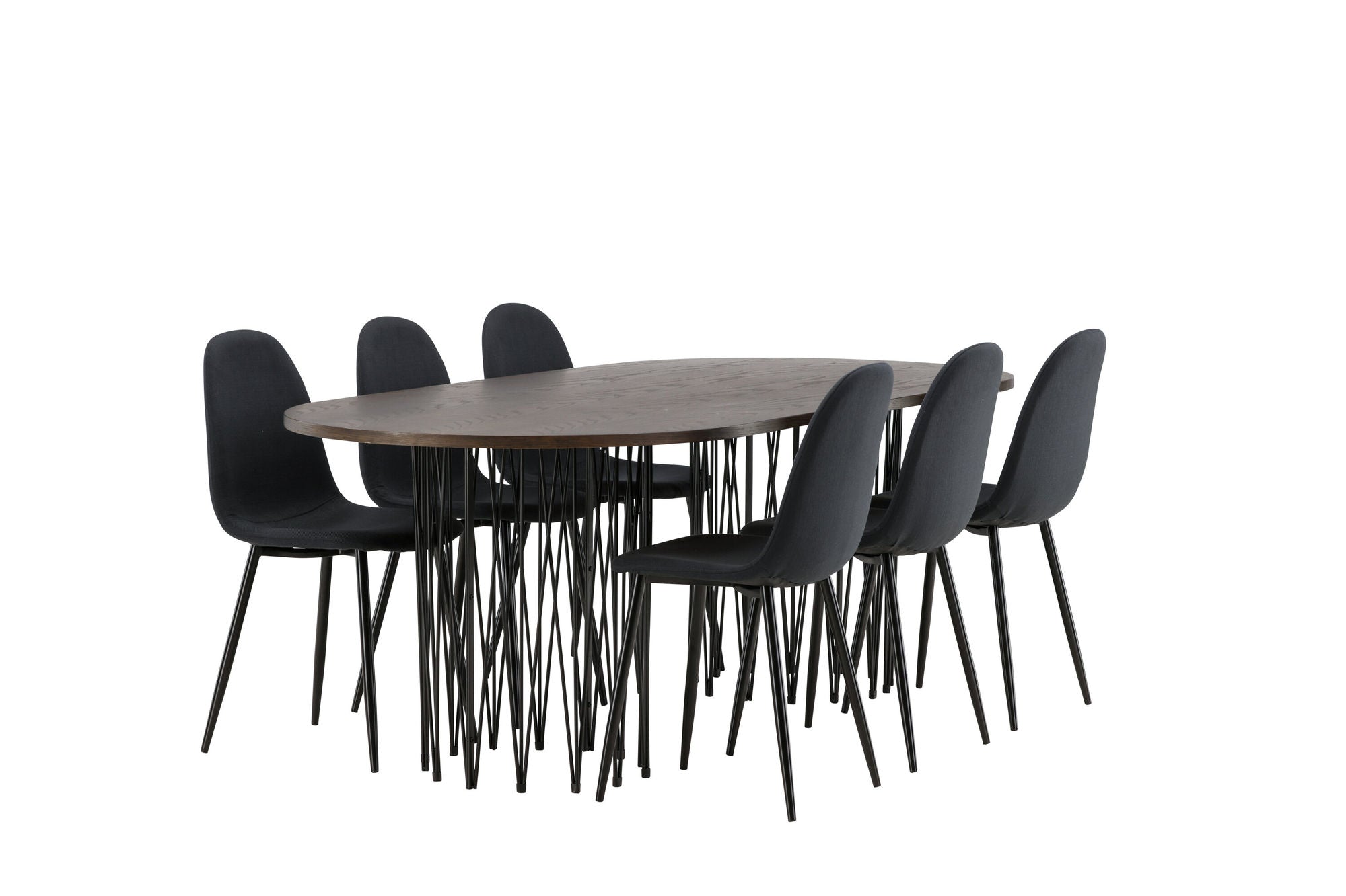 Venture Home Stone oval spisebord - Black / Mocca Veneer +Polar Spisebordsstol - Black Legs - Black Fabric _6