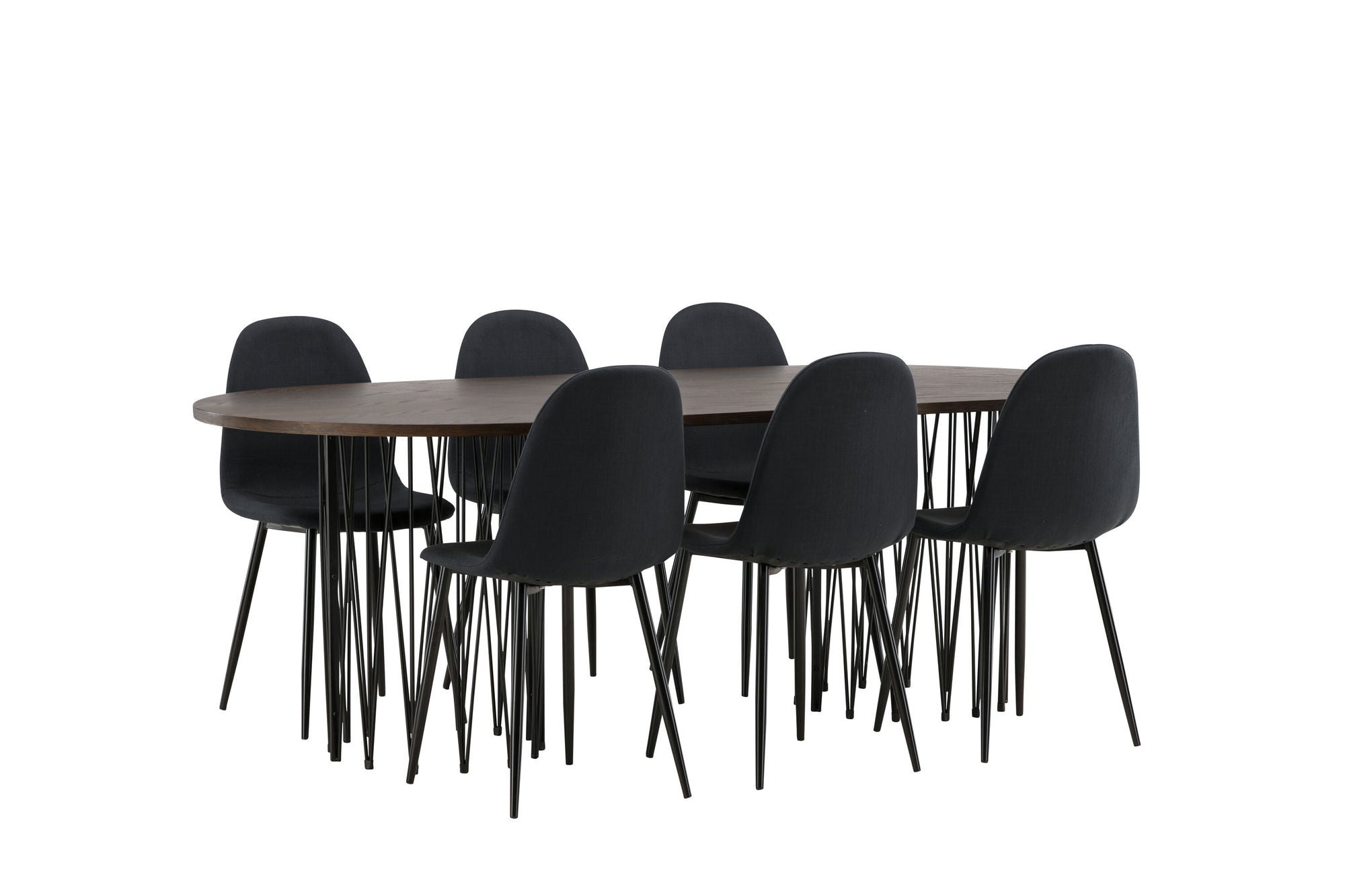 Venture Home Stone oval spisebord - Black / Mocca Veneer +Polar Spisebordsstol - Black Legs - Black Fabric _6