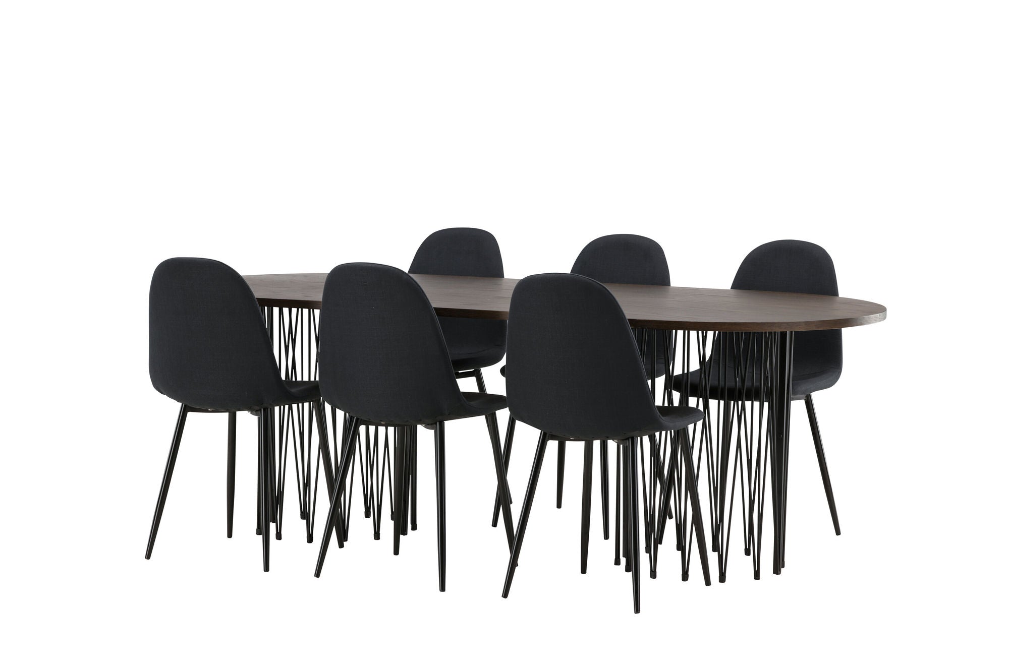 Venture Home Stone oval spisebord - Black / Mocca Veneer +Polar Spisebordsstol - Black Legs - Black Fabric _6