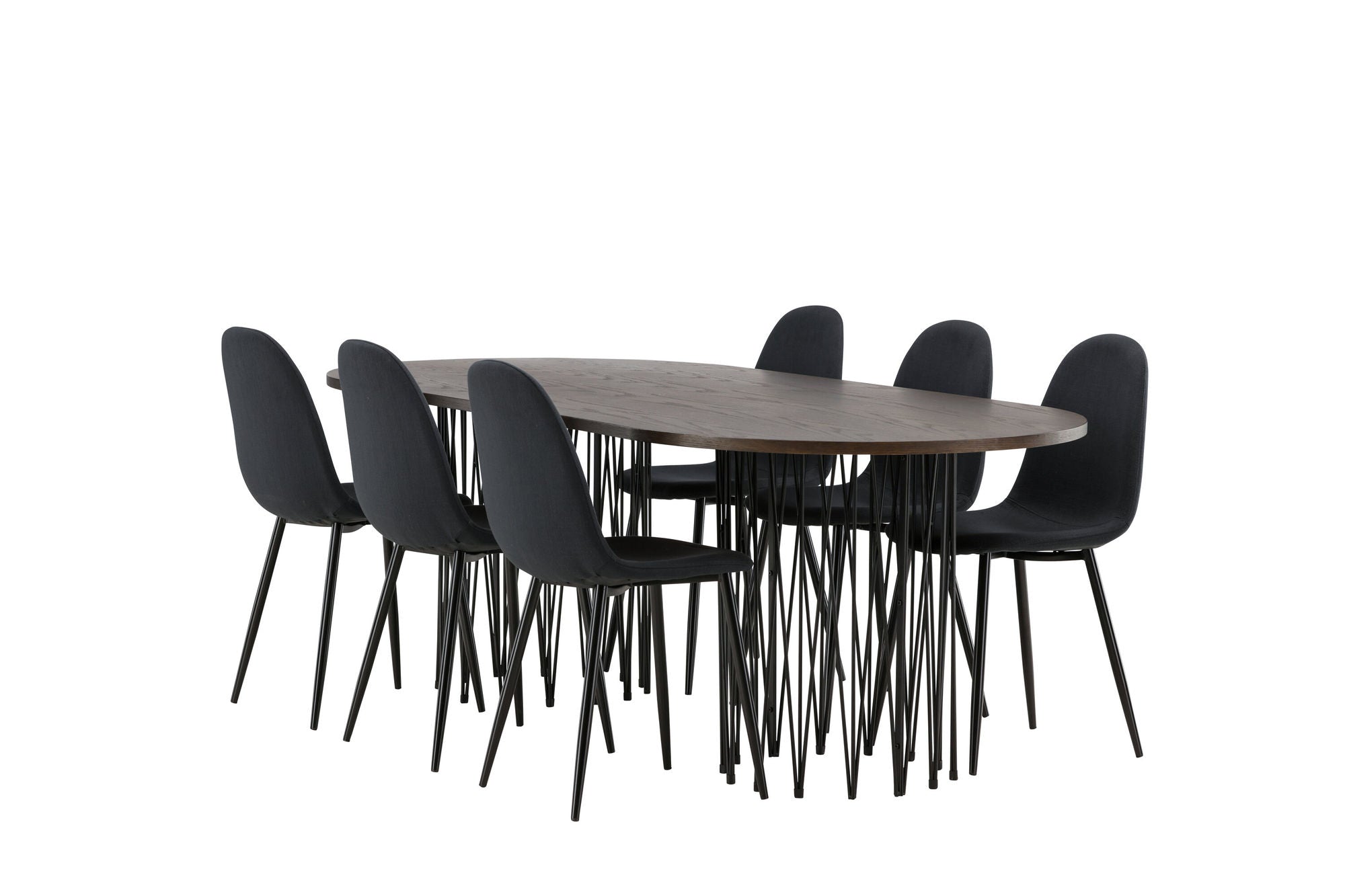 Venture Home Stone oval spisebord - Black / Mocca Veneer +Polar Spisebordsstol - Black Legs - Black Fabric _6