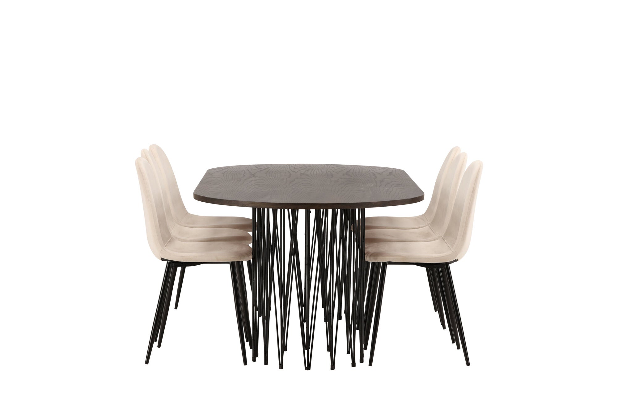 Venture Home Stone oval spisebord - Black / Mocca Veneer +Polar Spisebordsstol - Black legs / Beige Velvet _6