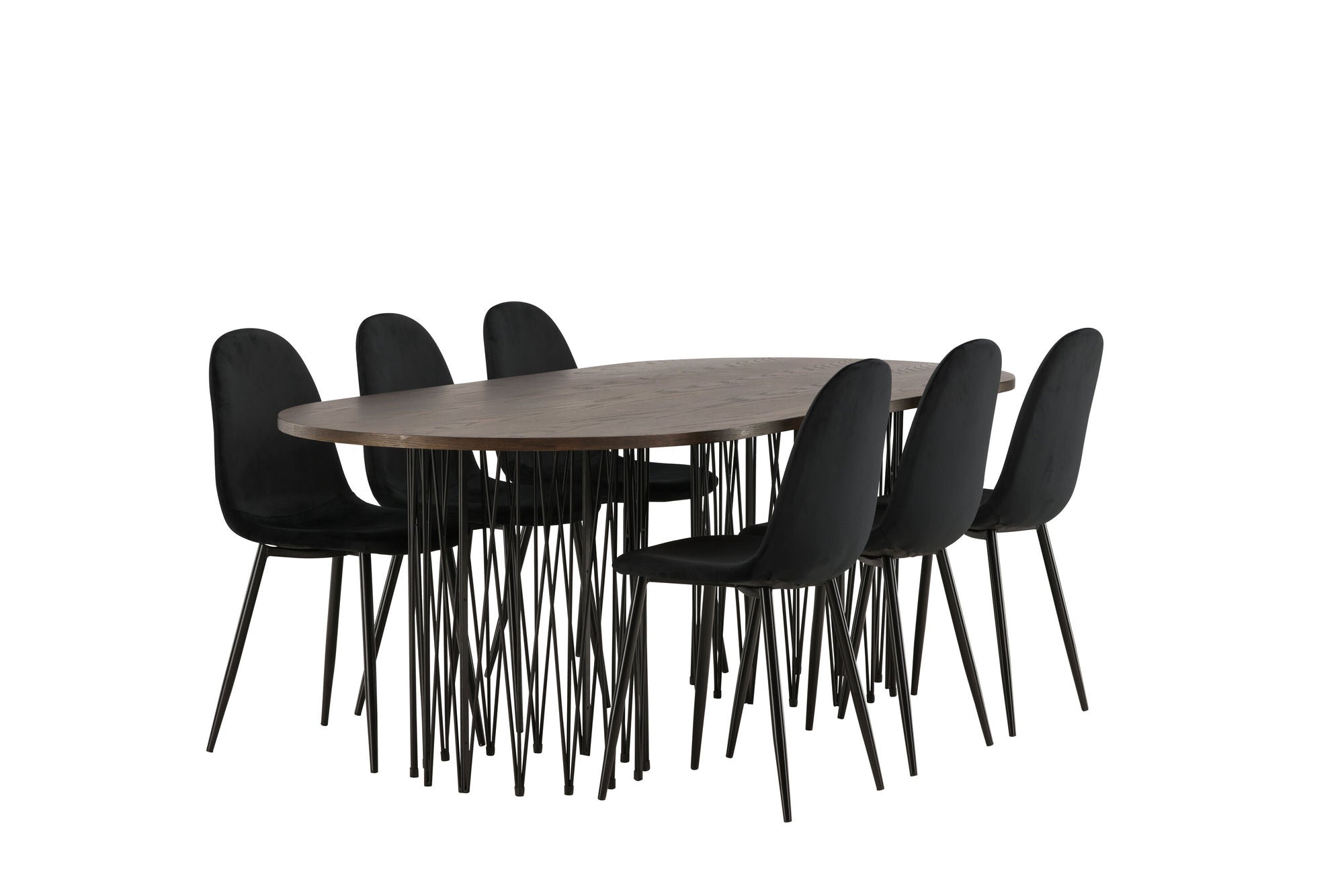 Venture Home Stone oval spisebord - Black / Mocca Veneer +Polar Spisebordsstol - Black legs / Black Velvet _6