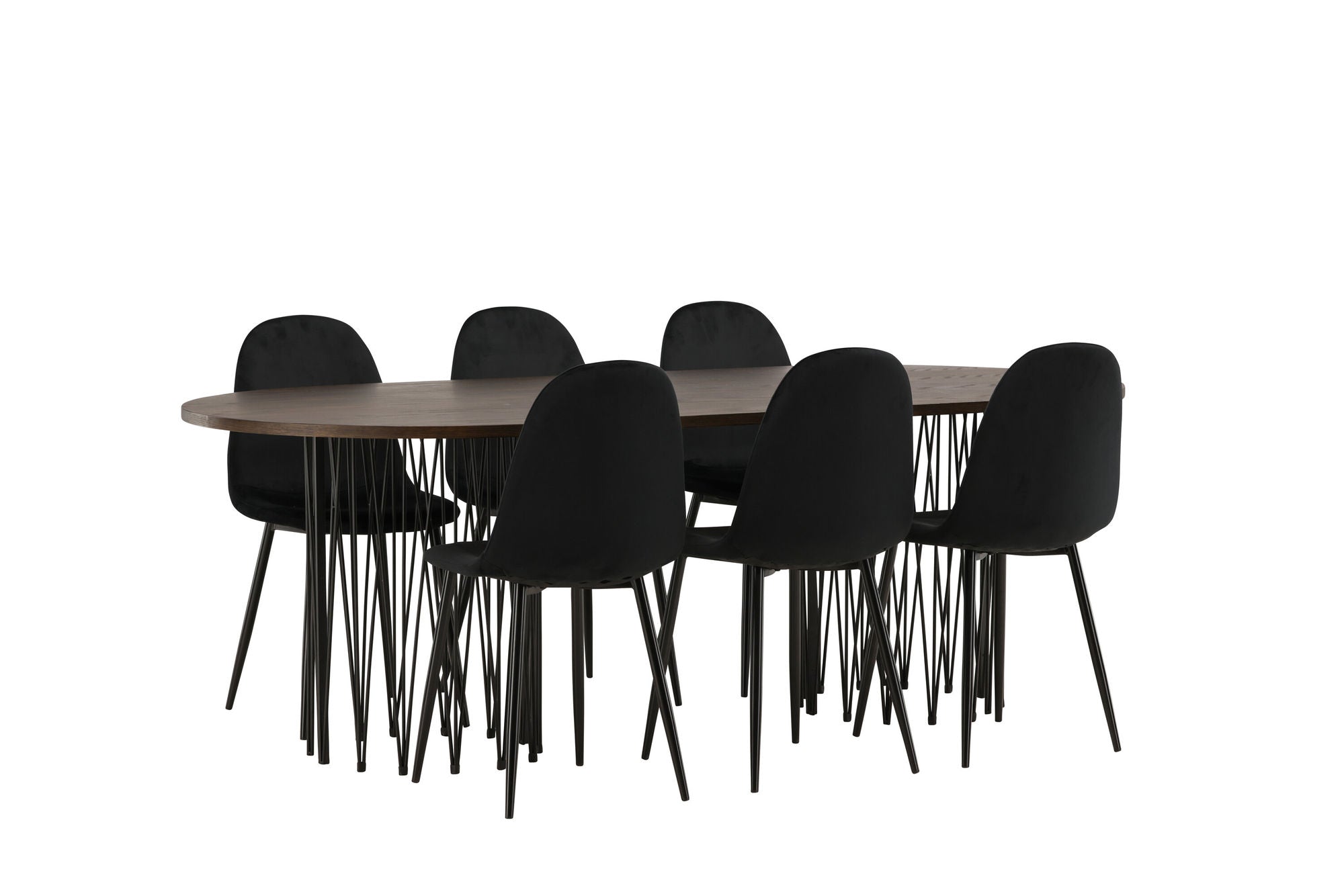 Venture Home Stone oval spisebord - Black / Mocca Veneer +Polar Spisebordsstol - Black legs / Black Velvet _6