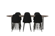 Venture Home Stone oval spisebord - Black / Mocca Veneer +Polar Spisebordsstol - Black legs / Black Velvet _6