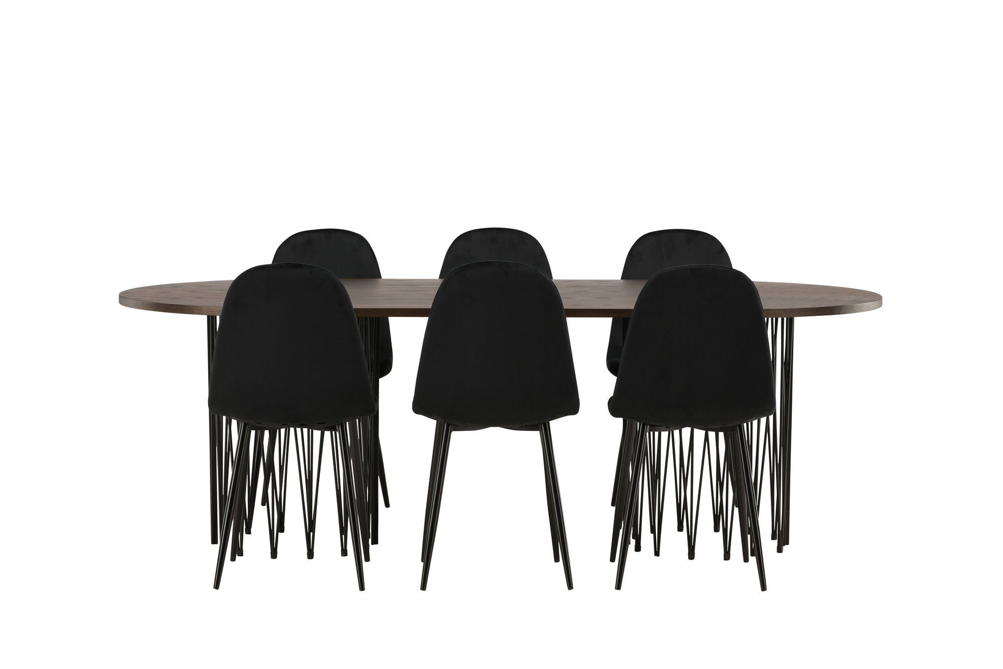 Venture Home Stone oval spisebord - Black / Mocca Veneer +Polar Spisebordsstol - Black legs / Black Velvet _6