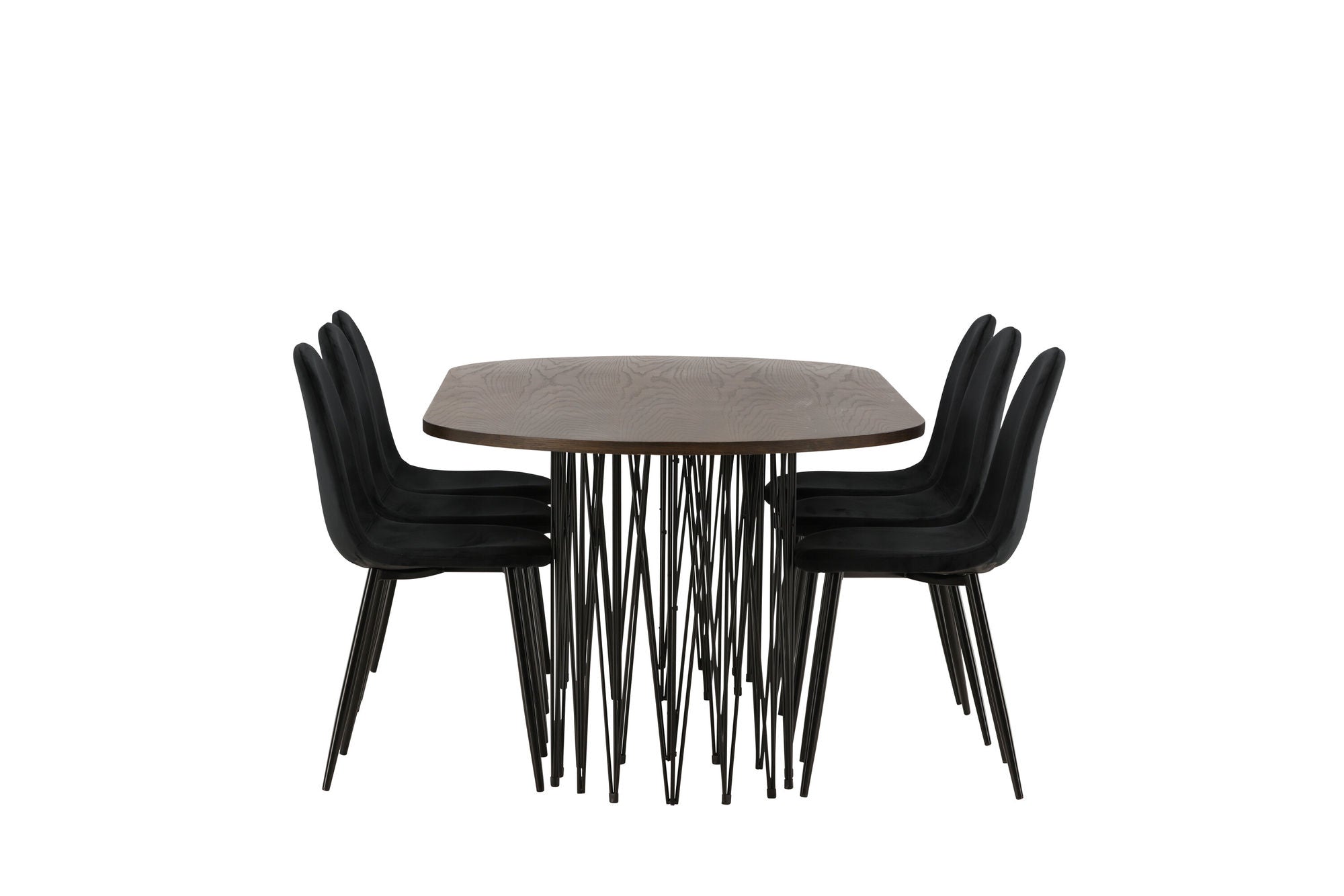 Venture Home Stone oval spisebord - Black / Mocca Veneer +Polar Spisebordsstol - Black legs / Black Velvet _6