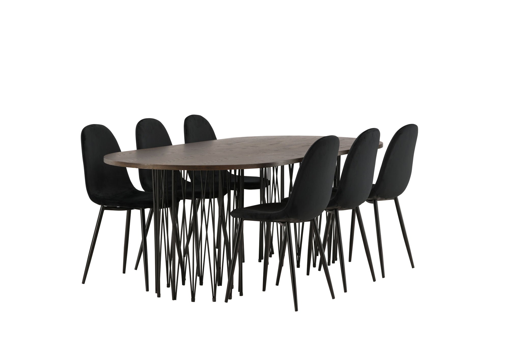 Venture Home Stone oval spisebord - Black / Mocca Veneer +Polar Spisebordsstol - Black legs / Black Velvet _6