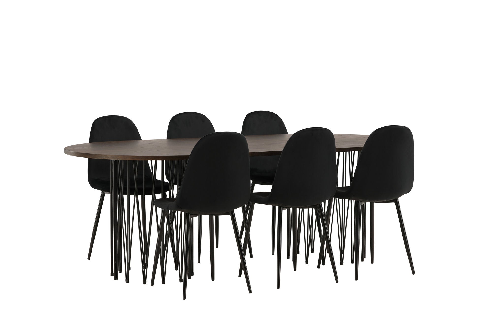 Venture Home Stone oval spisebord - Black / Mocca Veneer +Polar Spisebordsstol - Black legs / Black Velvet _6